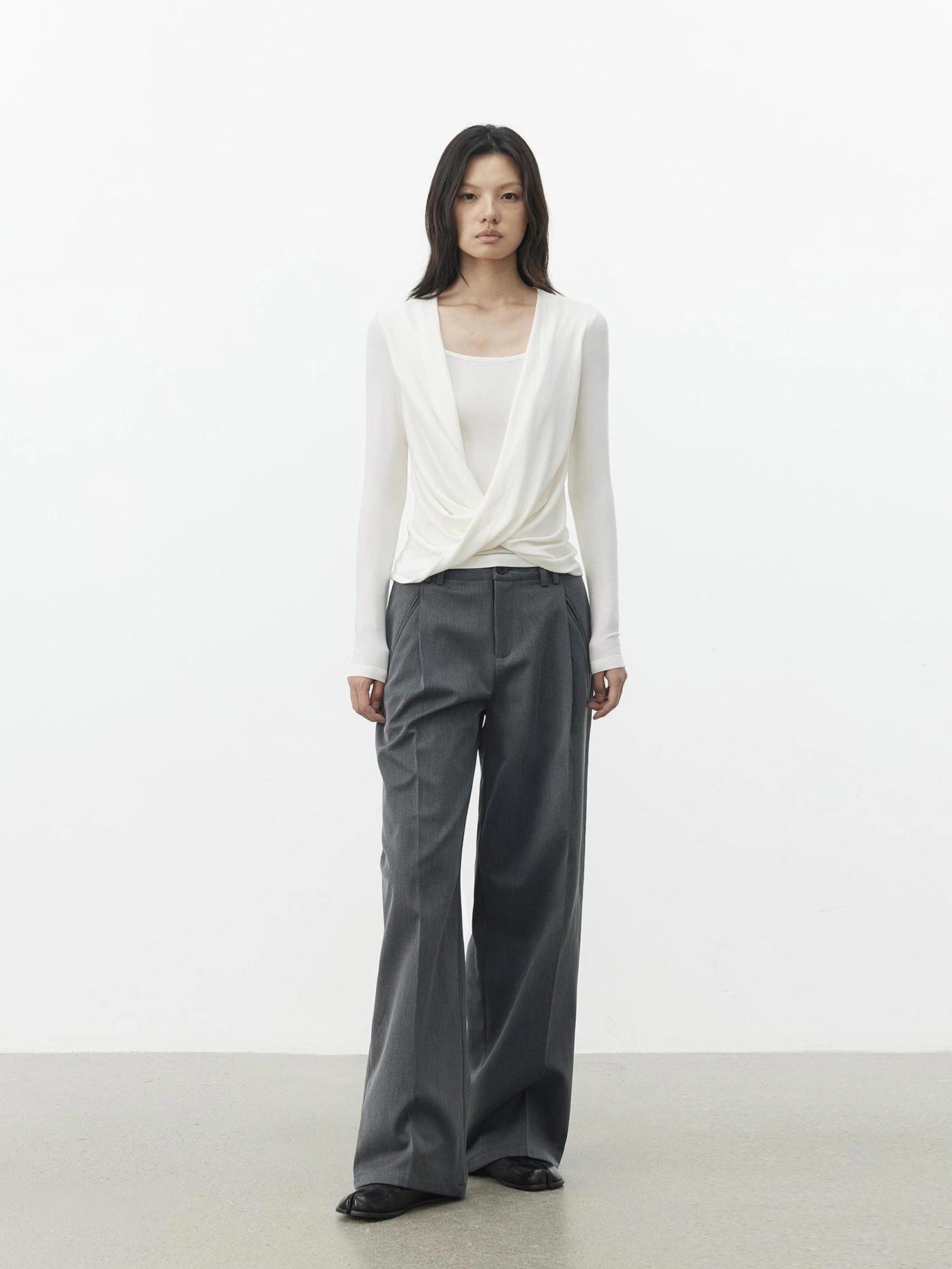 AFTADAWN Single Pleat Merino Wool Blend Trousers Pants