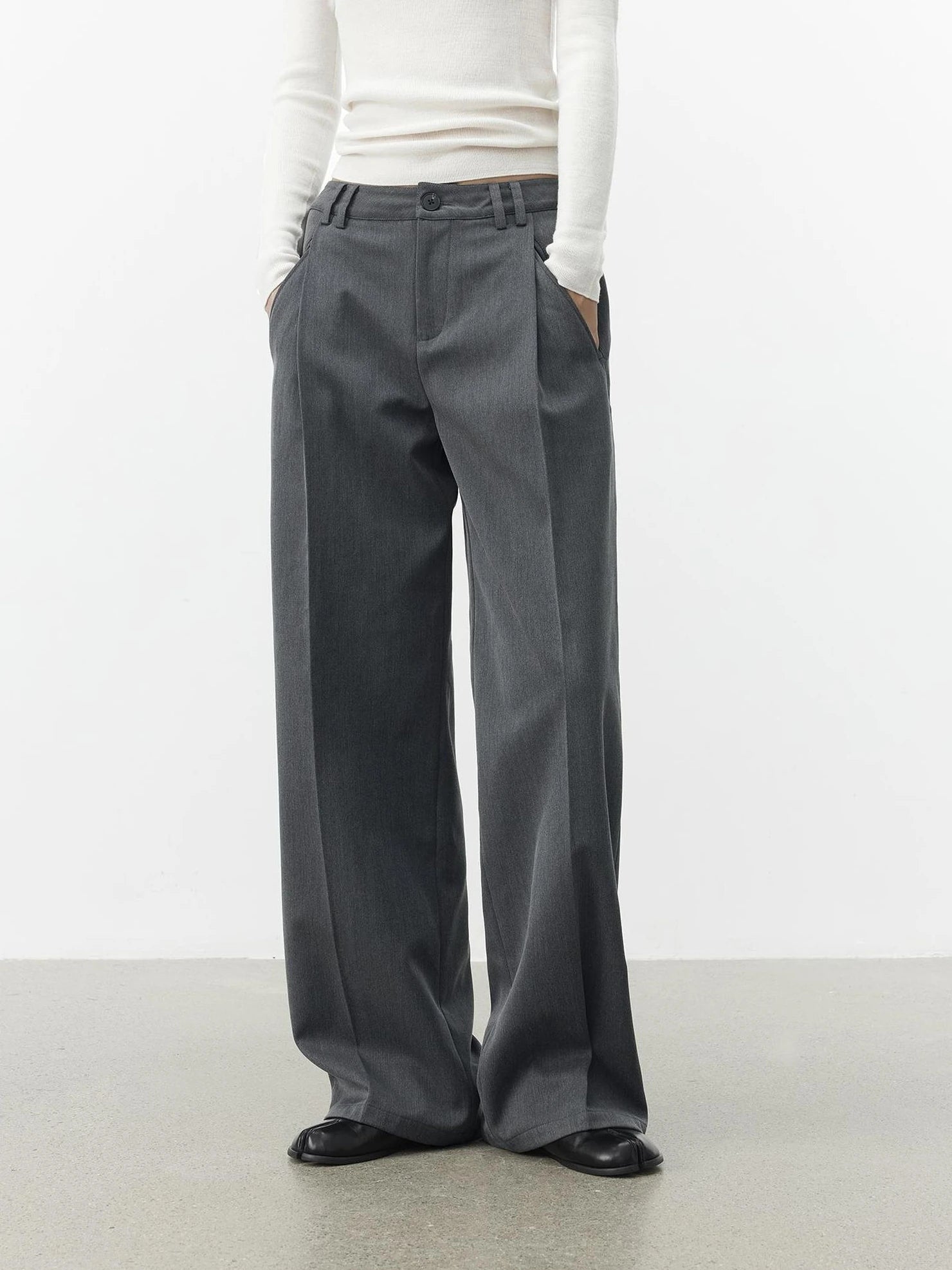 AFTADAWN Single Pleat Merino Wool Blend Trousers Pants