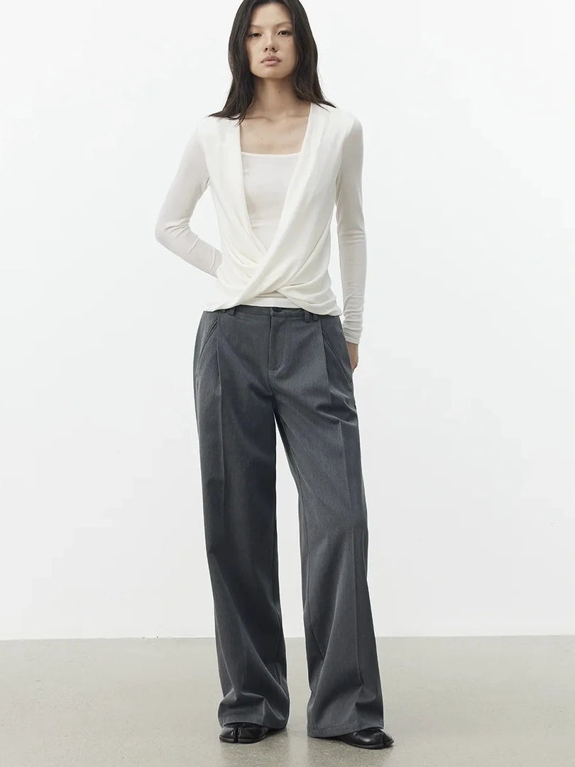 AFTADAWN Single Pleat Merino Wool Blend Trousers Pants