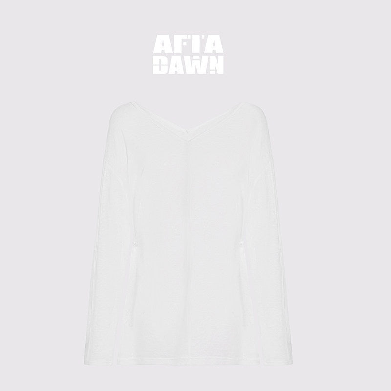 AFTADAWN_Snowflake_Asymmetric_Shoulder_V-neck_Women&