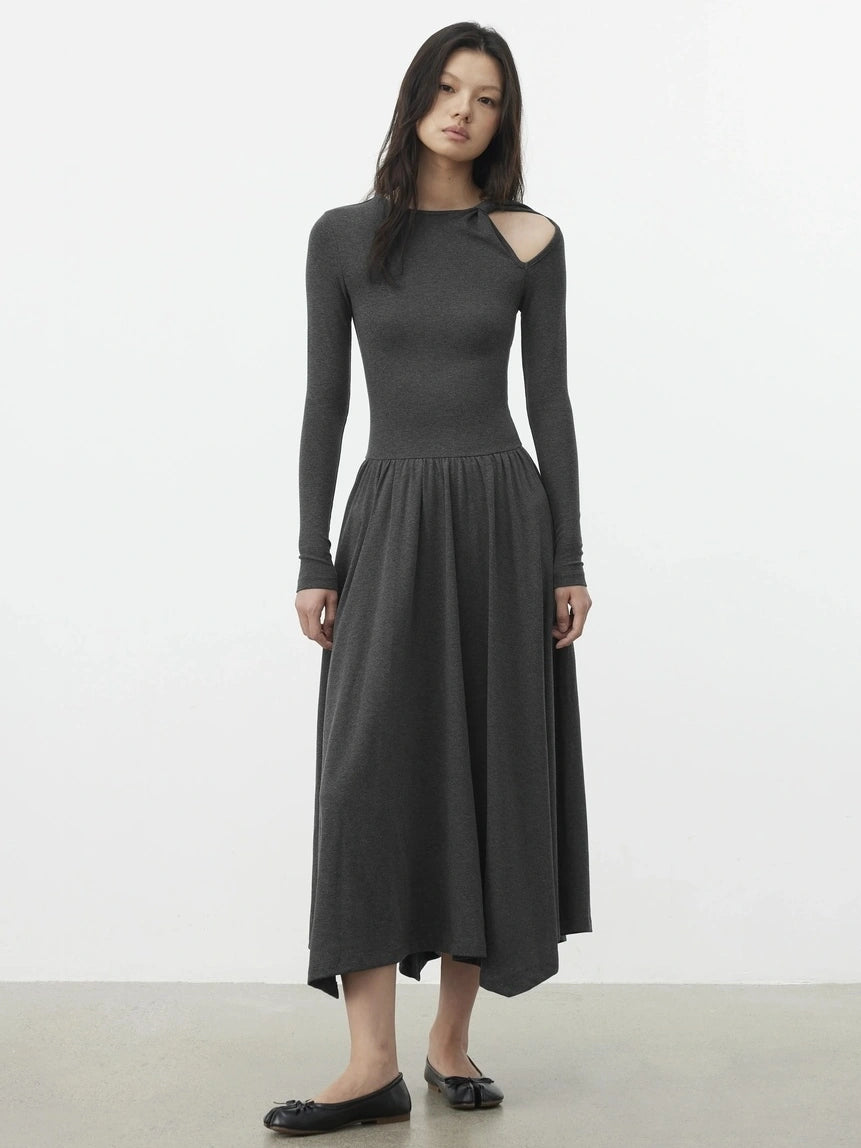 AFTADAWN Soft Cotton Blend Hollow Out Sleeve Dress Dresses