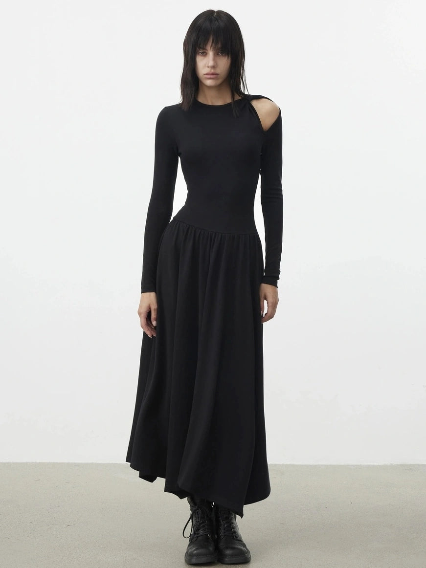 AFTADAWN Soft Cotton Blend Hollow Out Sleeve Dress Dresses