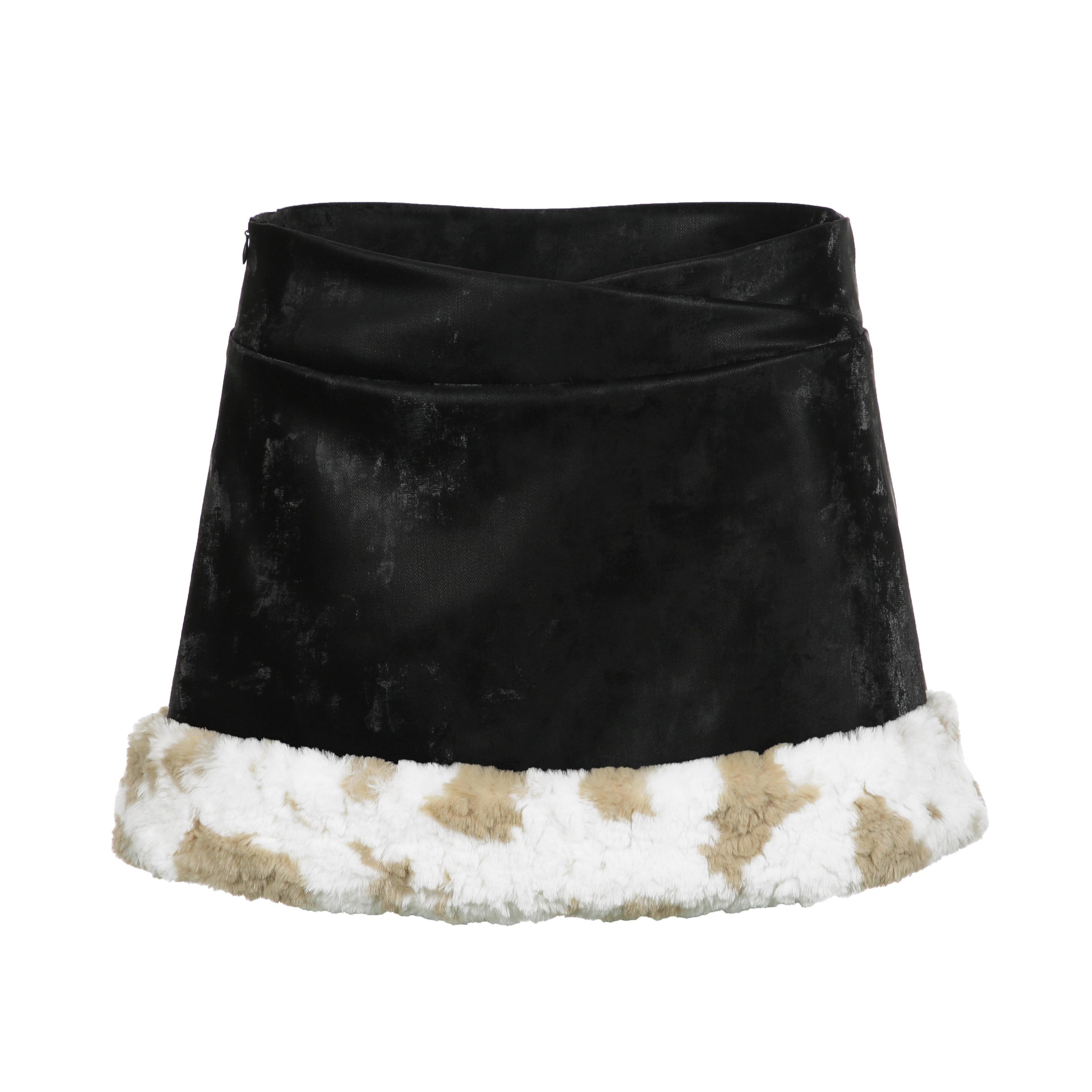 AFTADAWN_Soft_Fur_Collar_Detachable_Buckle_Double_Zipper_Colorblock_Women&