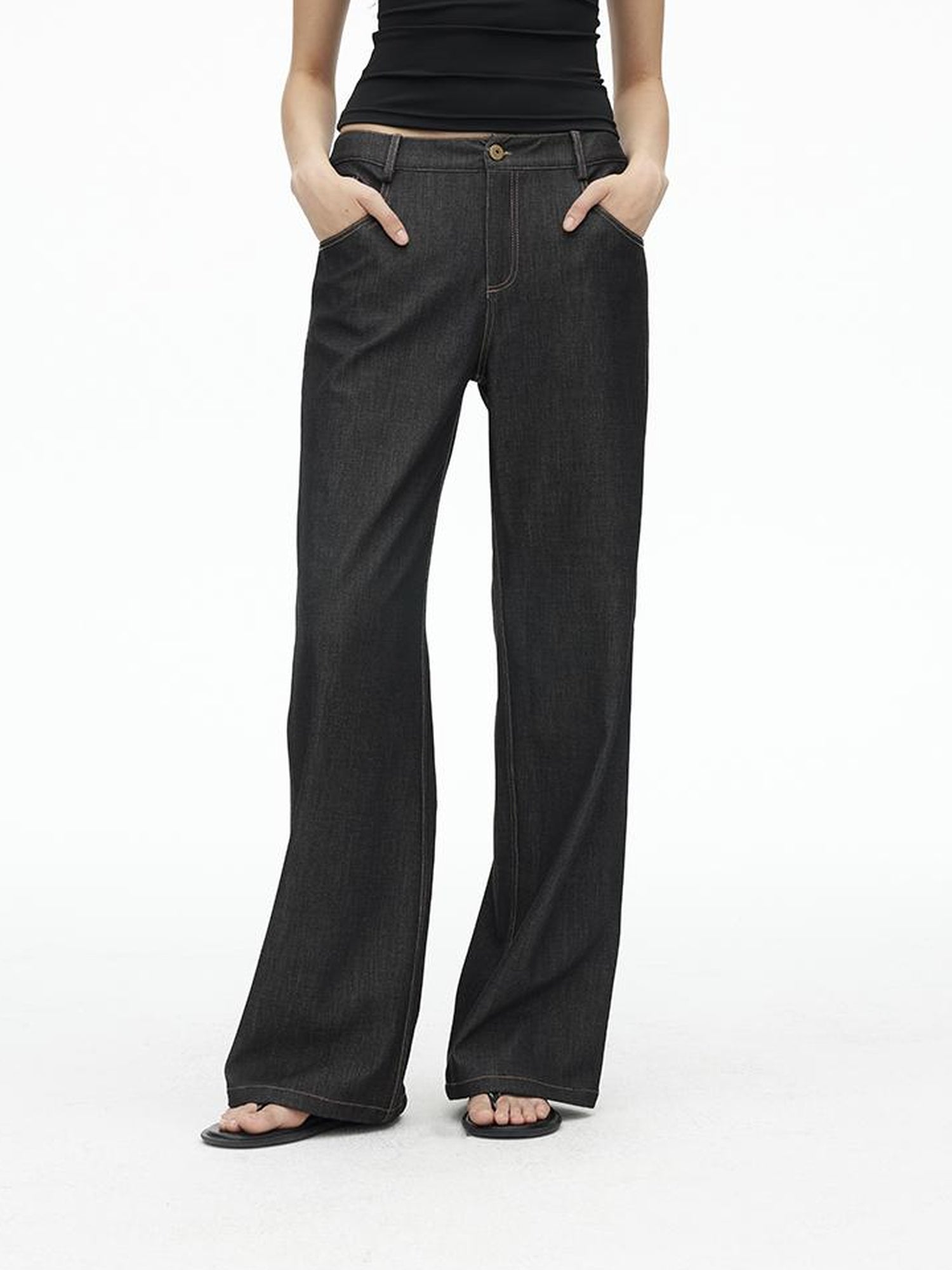 AFTADAWN Soft Stretch Denim Flare Pants