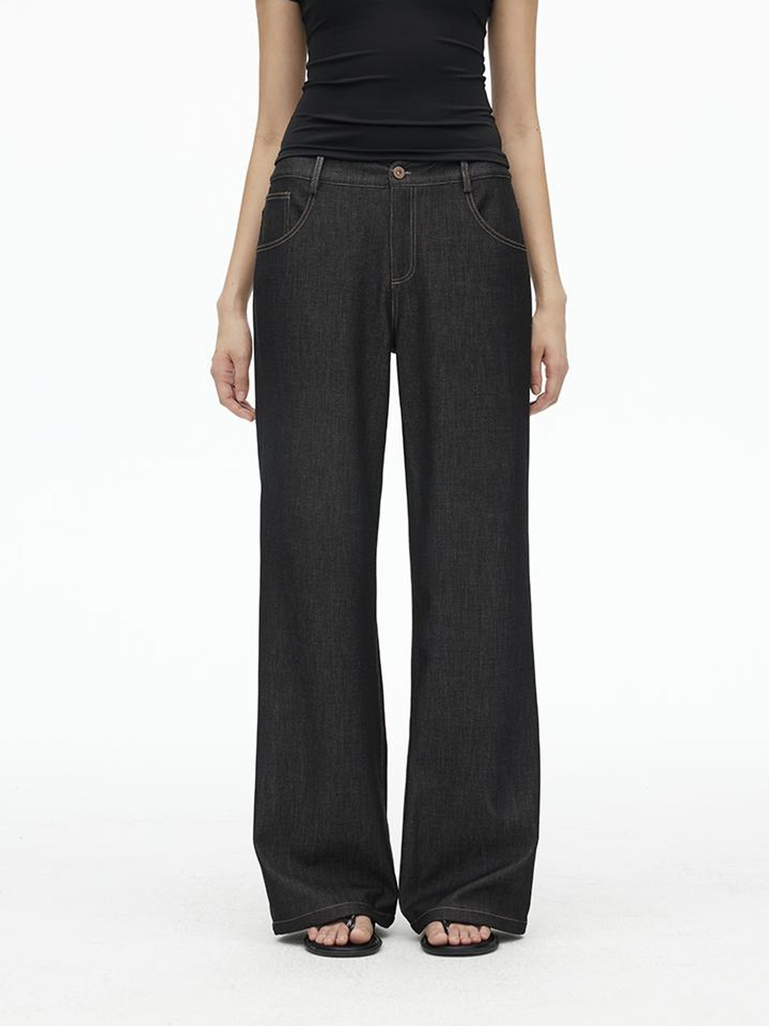 AFTADAWN Soft Stretch Denim Flare Pants