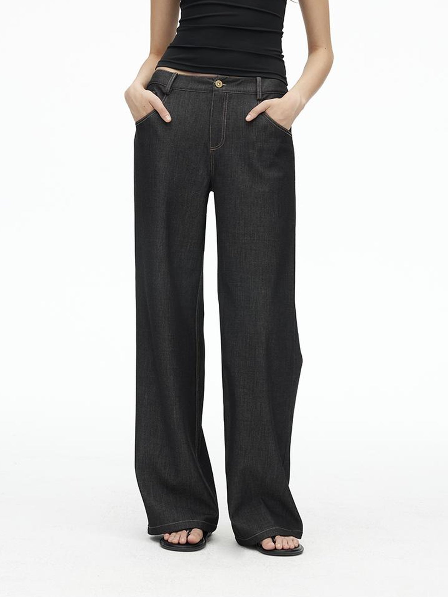 AFTADAWN Soft Stretch Denim Flare Pants