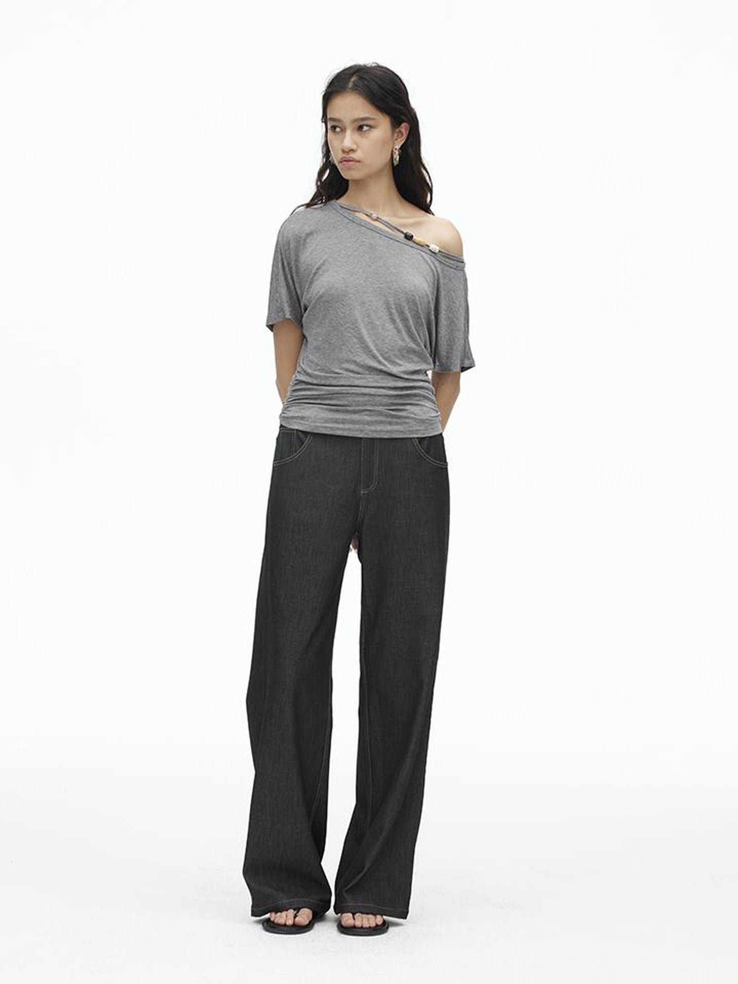 AFTADAWN Soft Stretch Denim Flare Pants