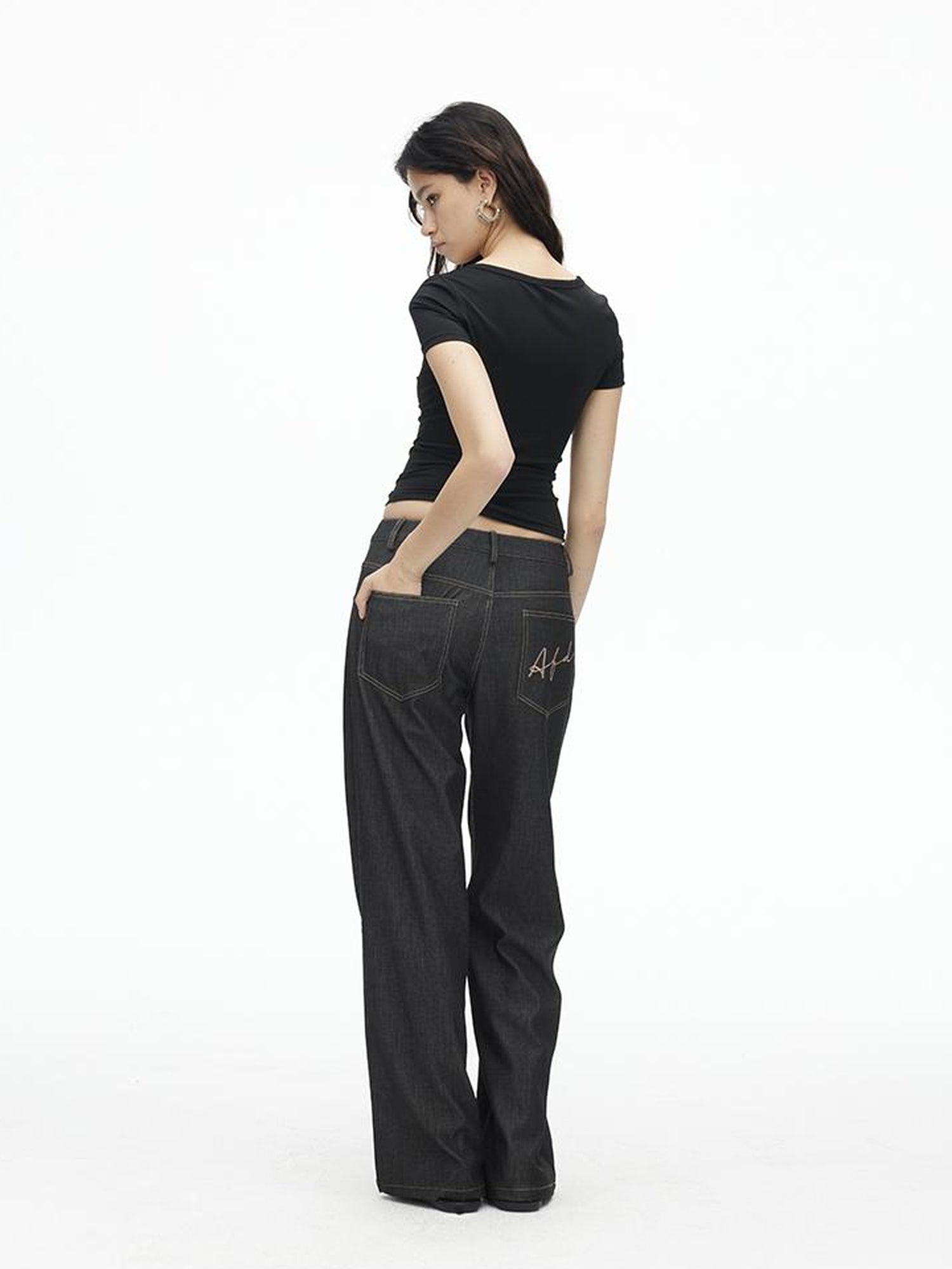 AFTADAWN Soft Stretch Denim Flare Pants