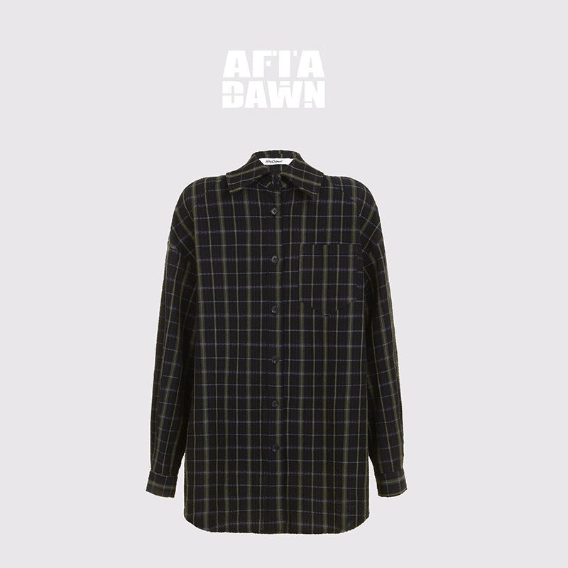 AFTADAWN_Soft_Textured_Plaid_Patchwork_Collared_Loose_Women&