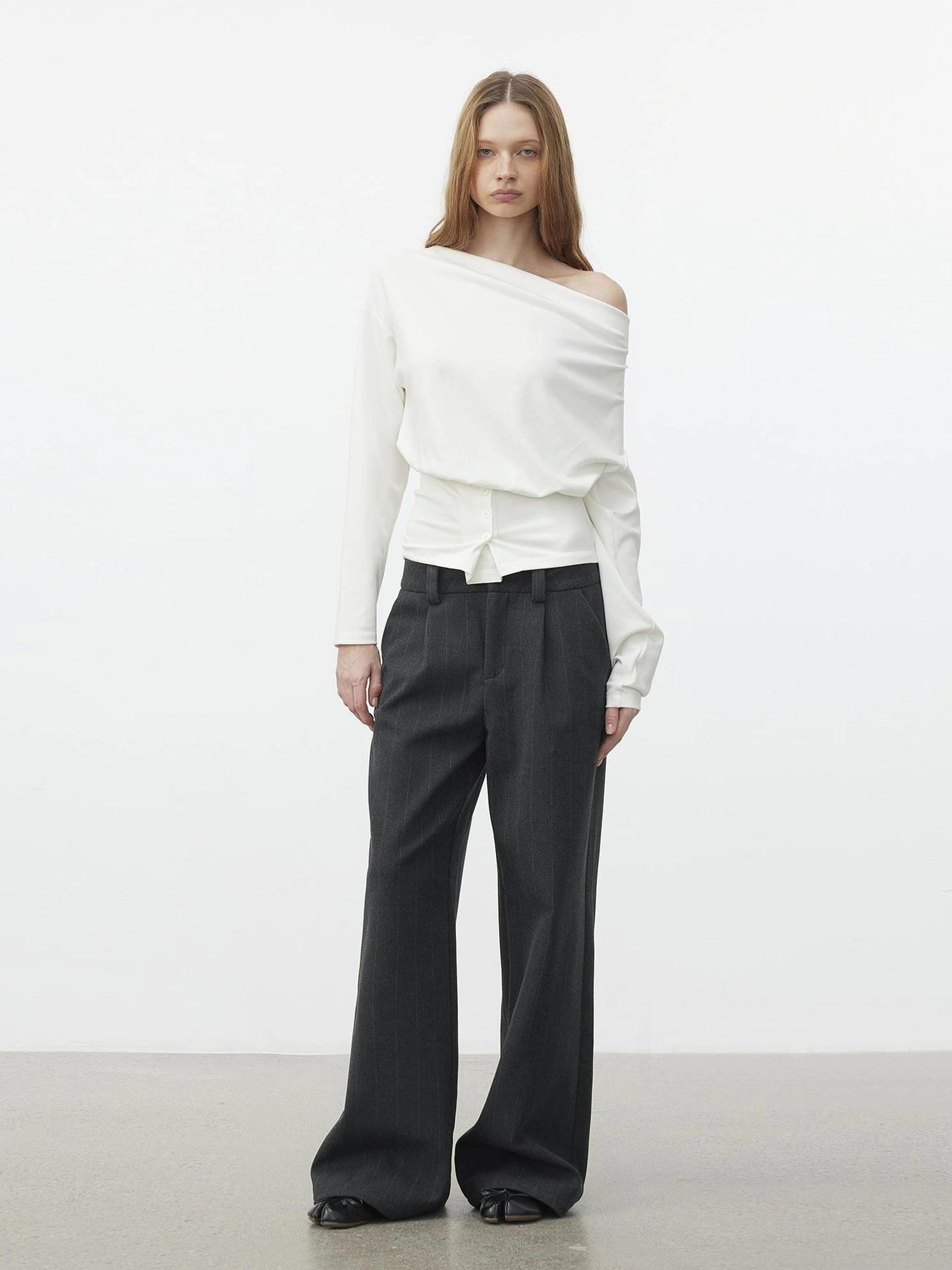 AFTADAWN Soft Touch Pulp Fiber Draped Neckline T-shirt T-shirt