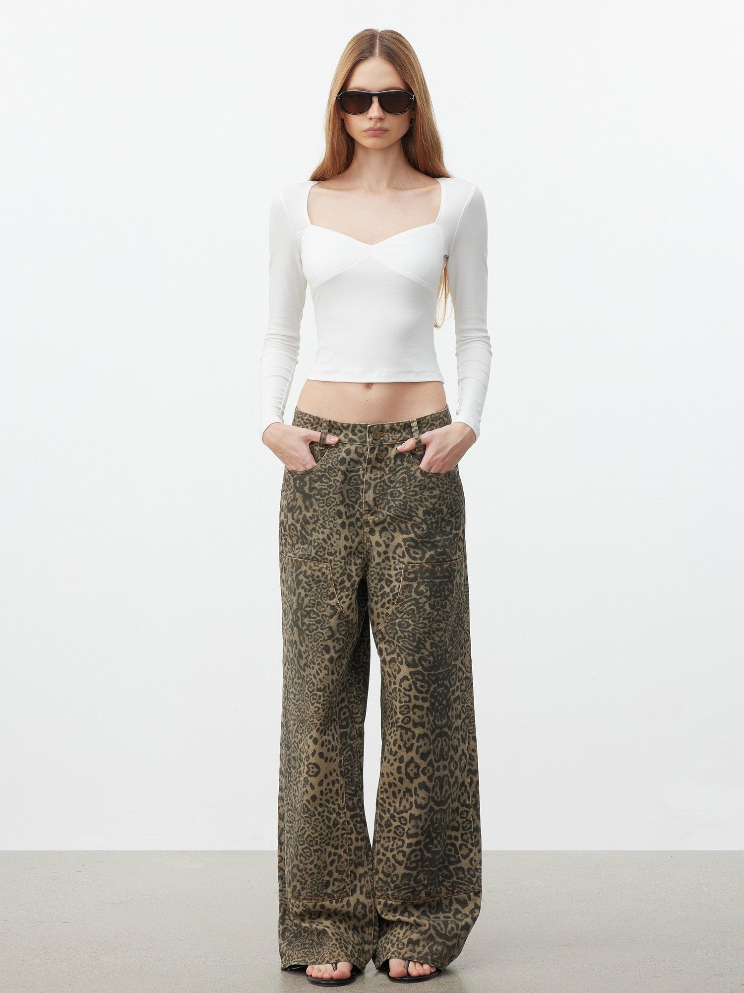 AFTADAWN Soft Touch Square Neck Slim Cropped Women&