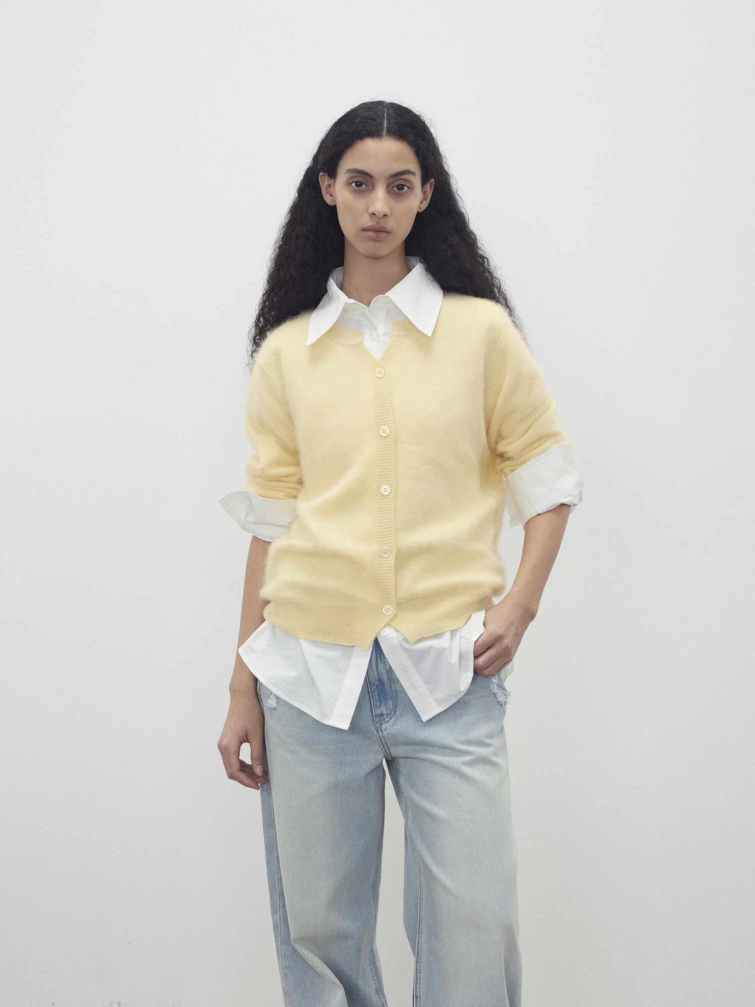 AFTADAWN Soft V-Neck Wool Cashmere Sweater