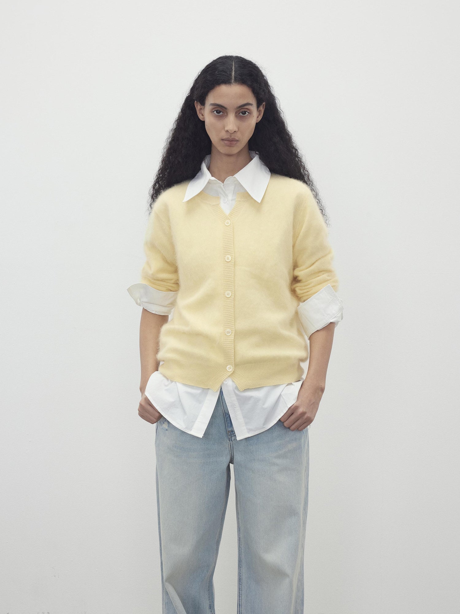 AFTADAWN Soft V-Neck Wool Cashmere Sweater