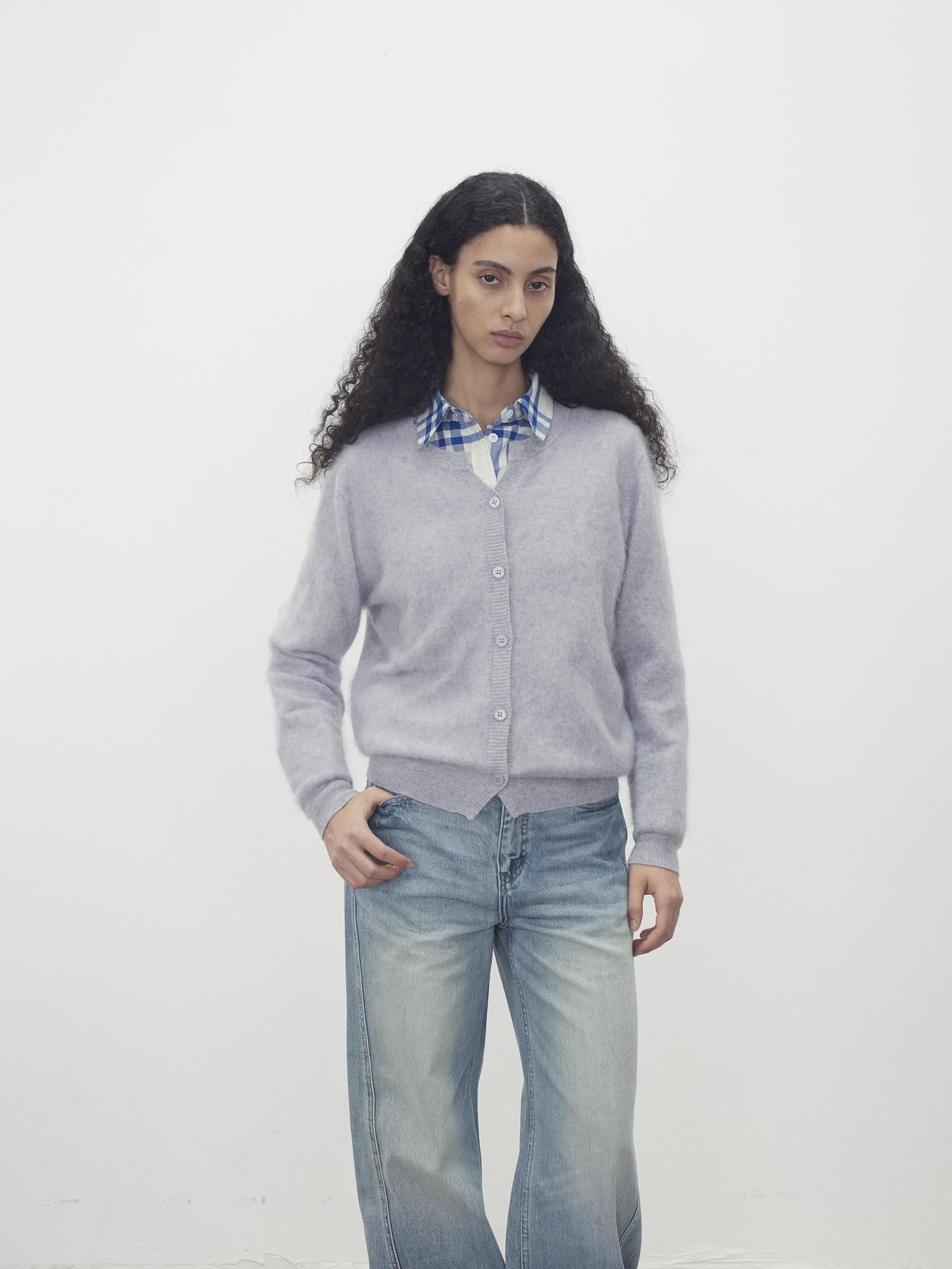 AFTADAWN Soft V-Neck Wool Cashmere Sweater