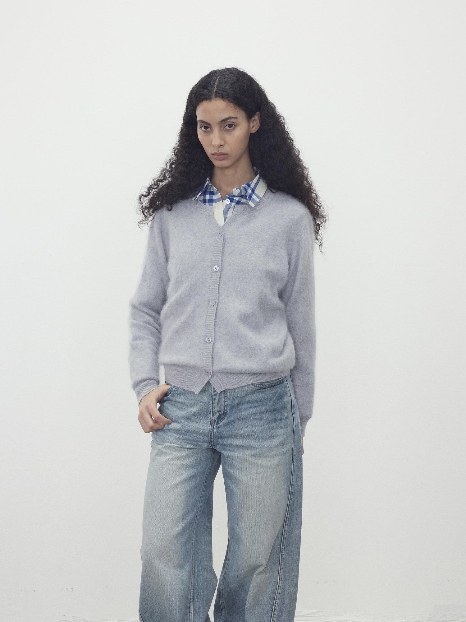 AFTADAWN Soft V-Neck Wool Cashmere Sweater