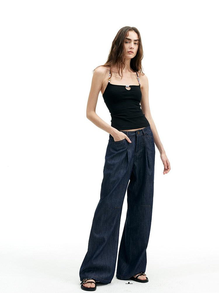 AFTADAWN Solid Backless Beaded Halter Women&