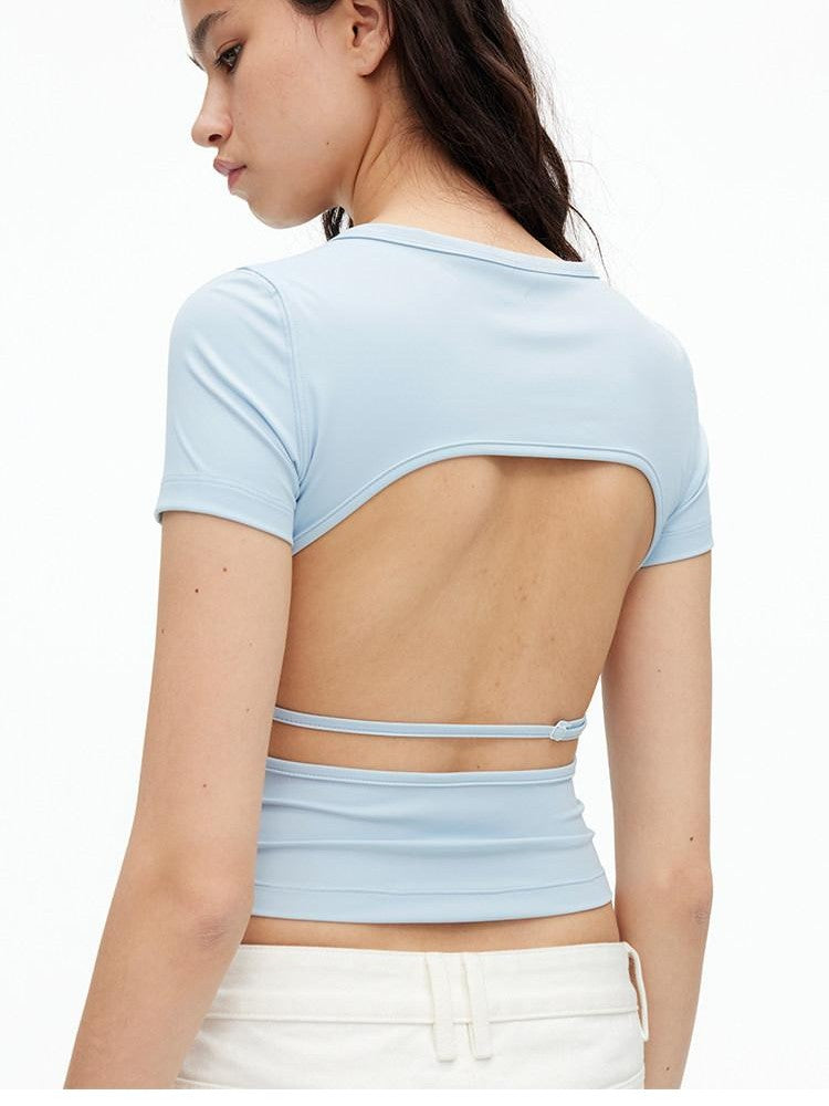 AFTADAWN Solid Breathable Quick Dry U Neck Women&