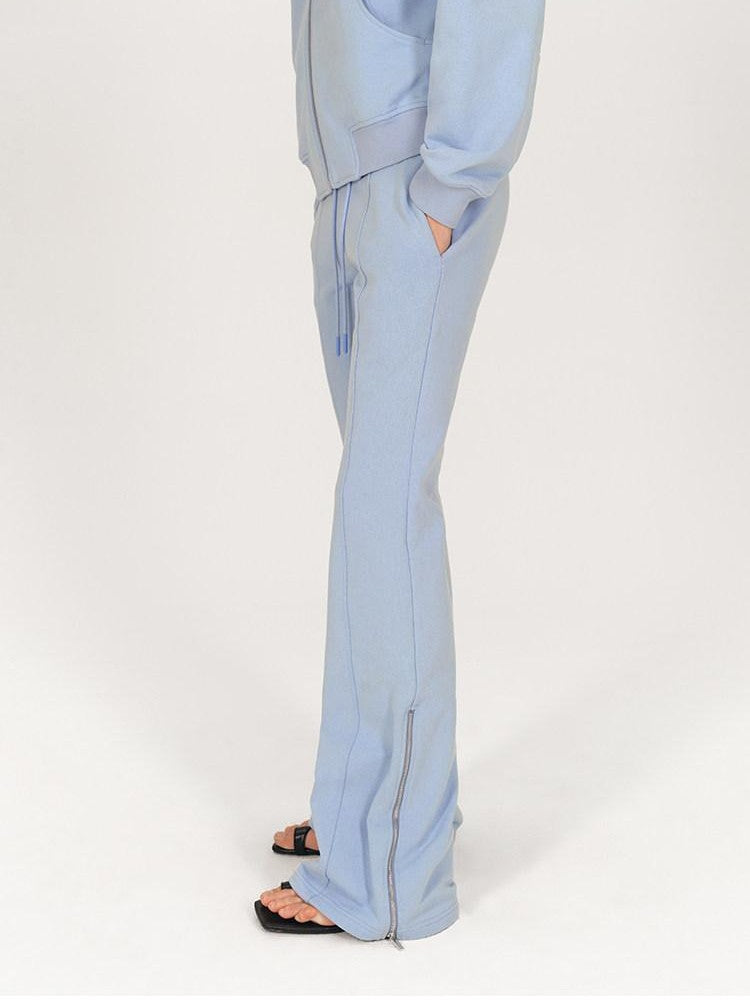 AFTADAWN Solid Hooded Zip Jacket Micro Flare Pants Women&