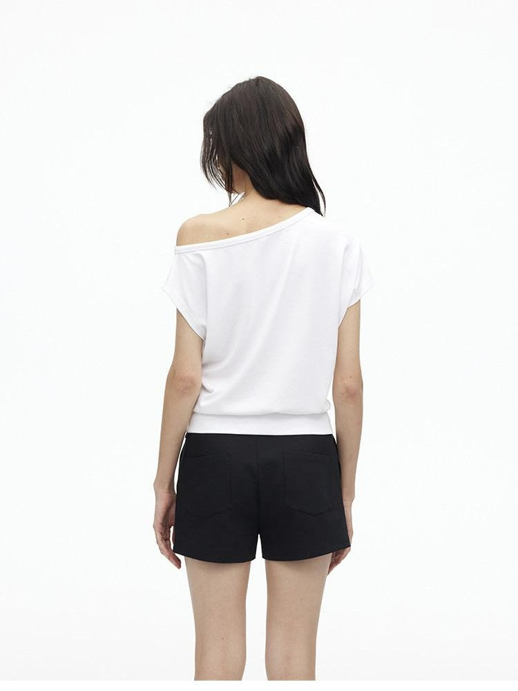 AFTADAWN Solid One Shoulder Asymmetric Slim Women&