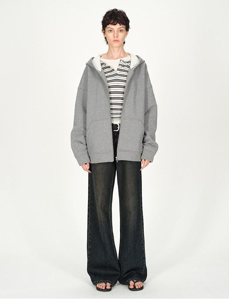 AFTADAWN Solid Oversized Hooded Pockets Women&