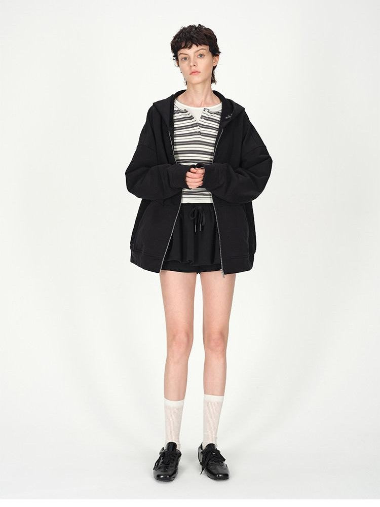 AFTADAWN Solid Oversized Hooded Pockets Women&