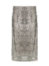 Sparkle Weave Metallic Silver Midi Skirt