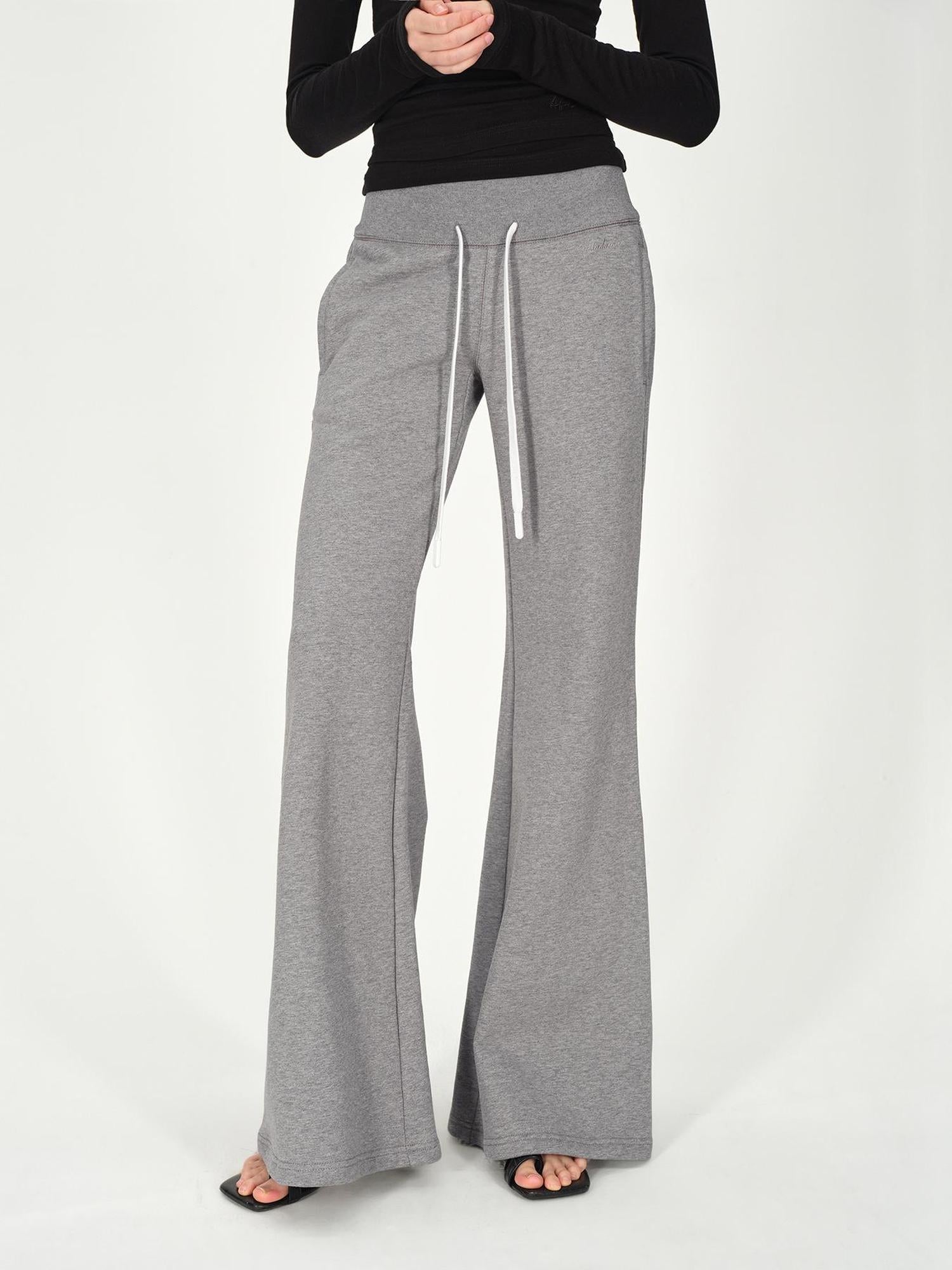 AFTADAWN Straight Leg Cotton Sweatpants With Drawstring Waist