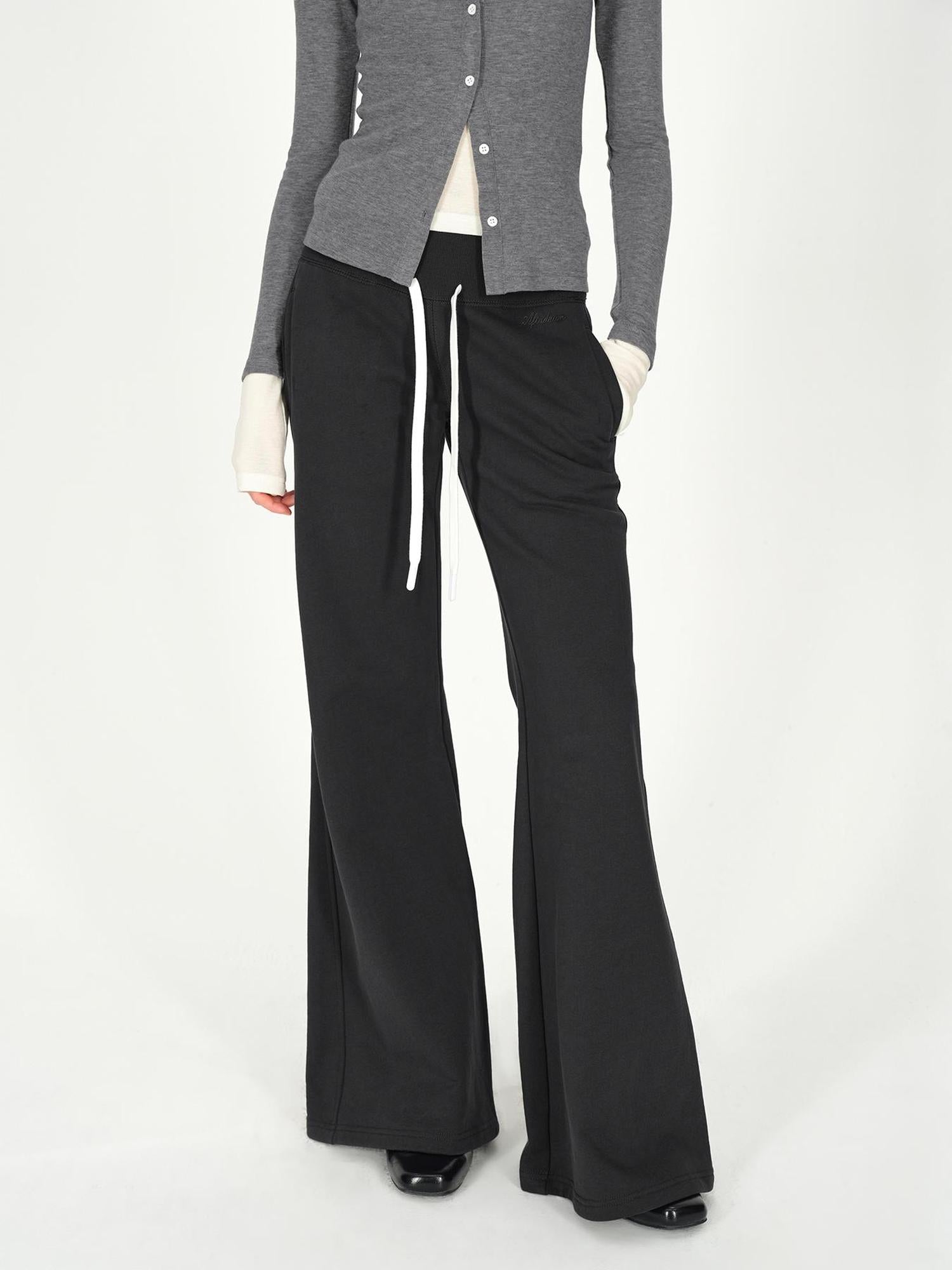 AFTADAWN Straight Leg Cotton Sweatpants With Drawstring Waist