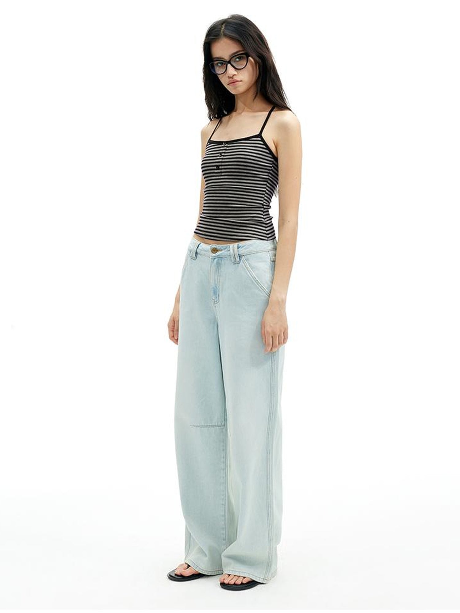 AFTADAWN Strappy Racerback Top Shorts Set With Stripe Detailing