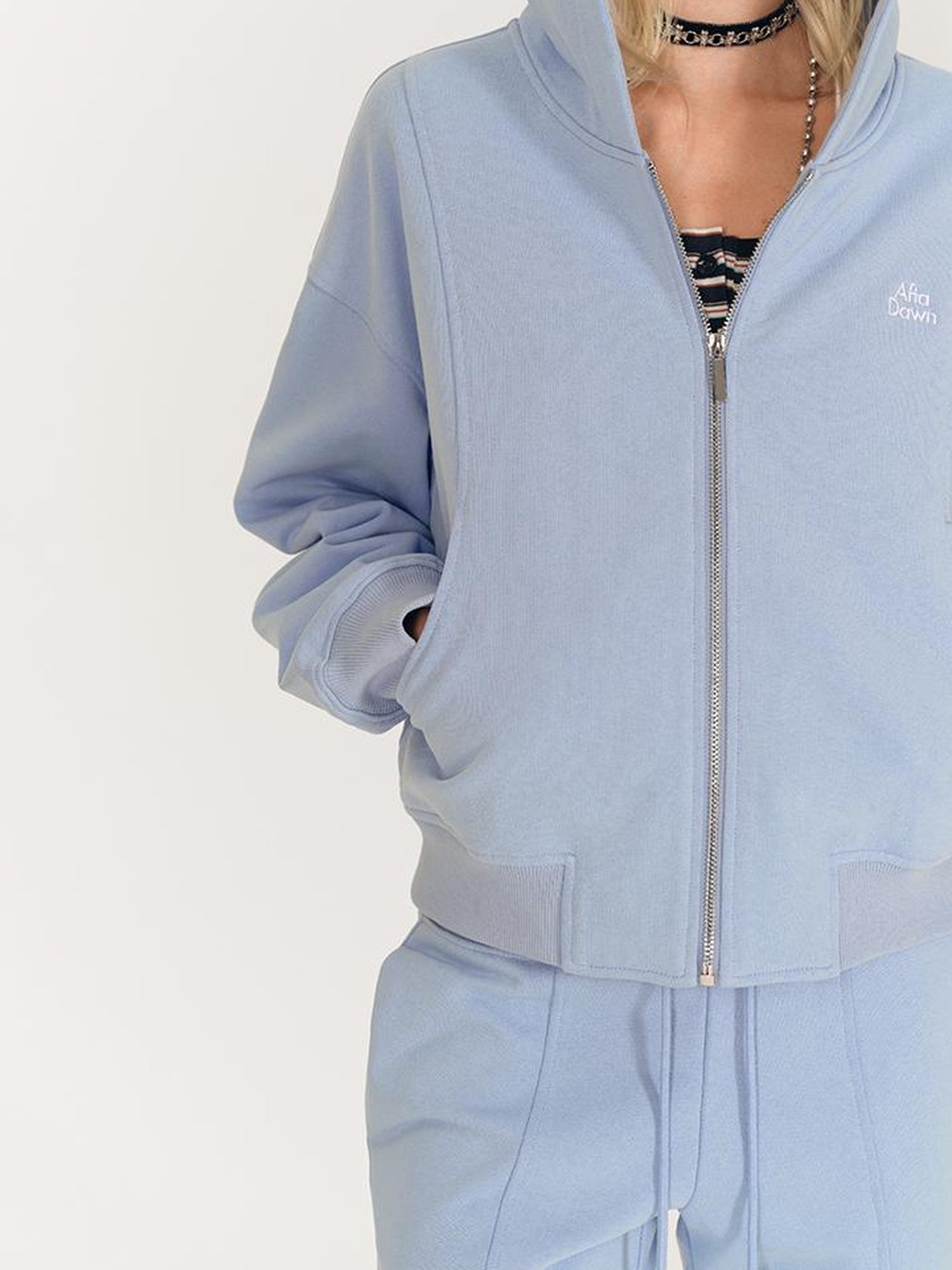 AFTADAWN Stretch Cotton Hoodie With Flared Yoga Pants Set