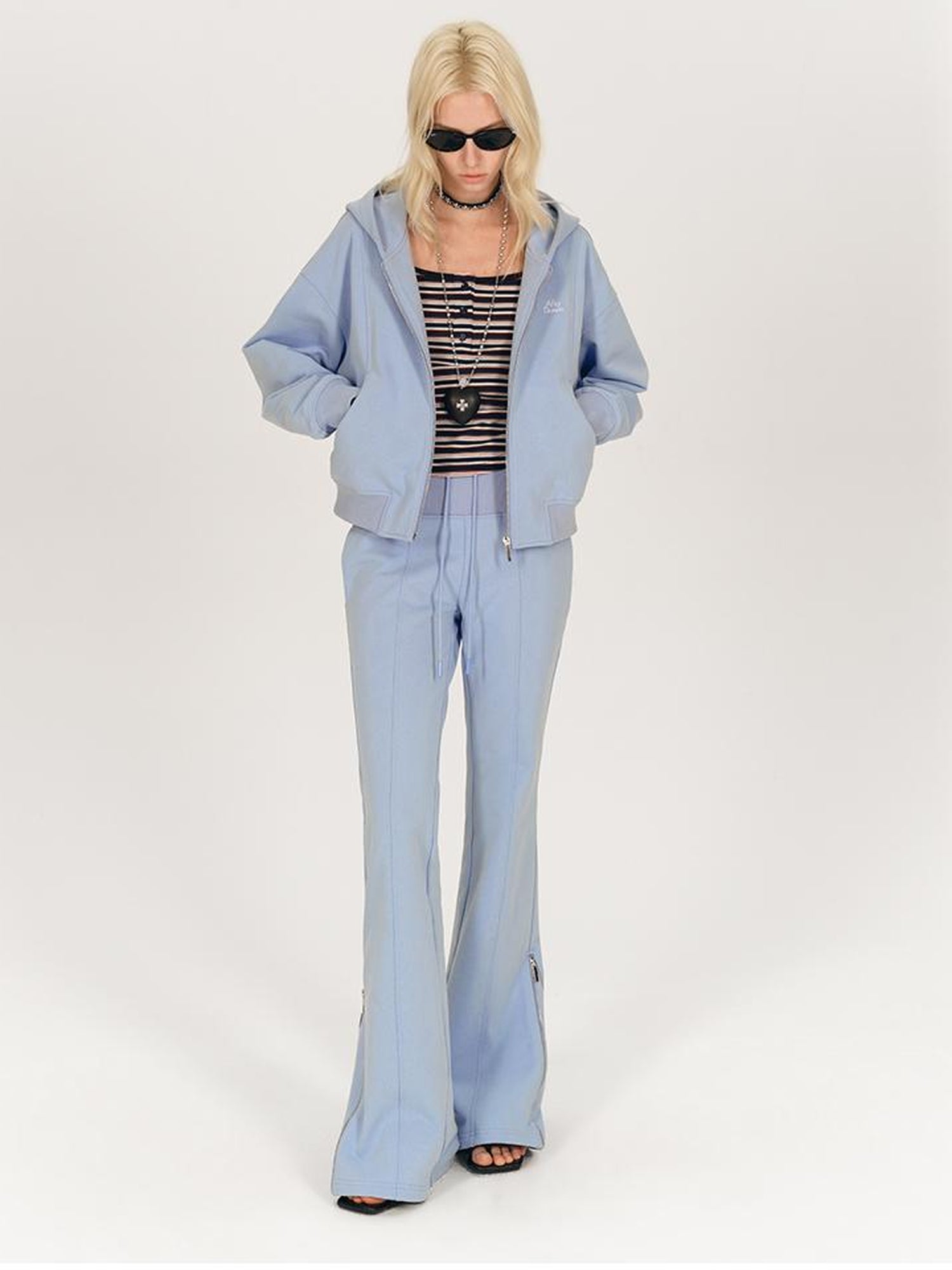 AFTADAWN Stretch Cotton Hoodie With Flared Yoga Pants Set