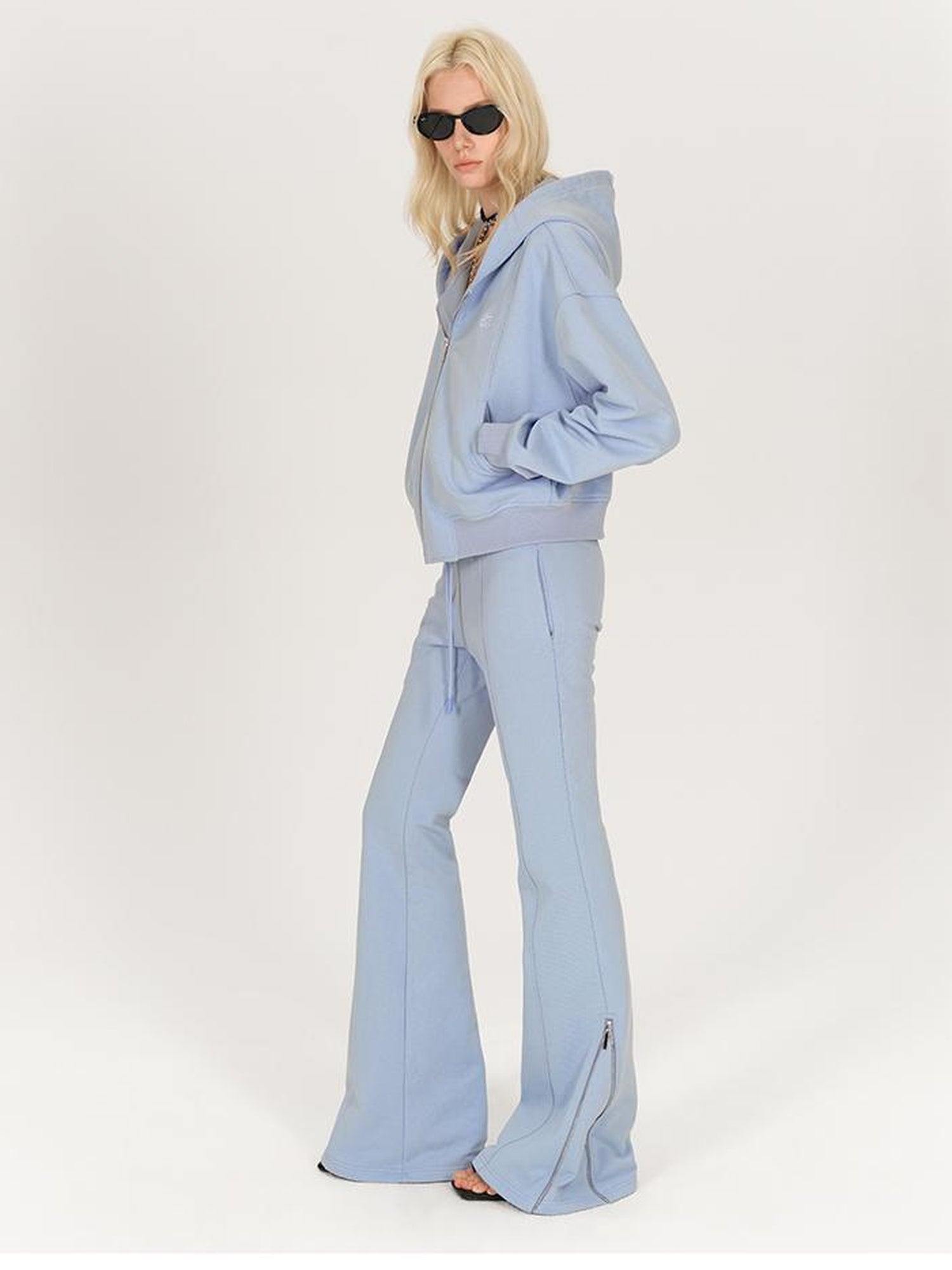 AFTADAWN Stretch Cotton Hoodie With Flared Yoga Pants Set