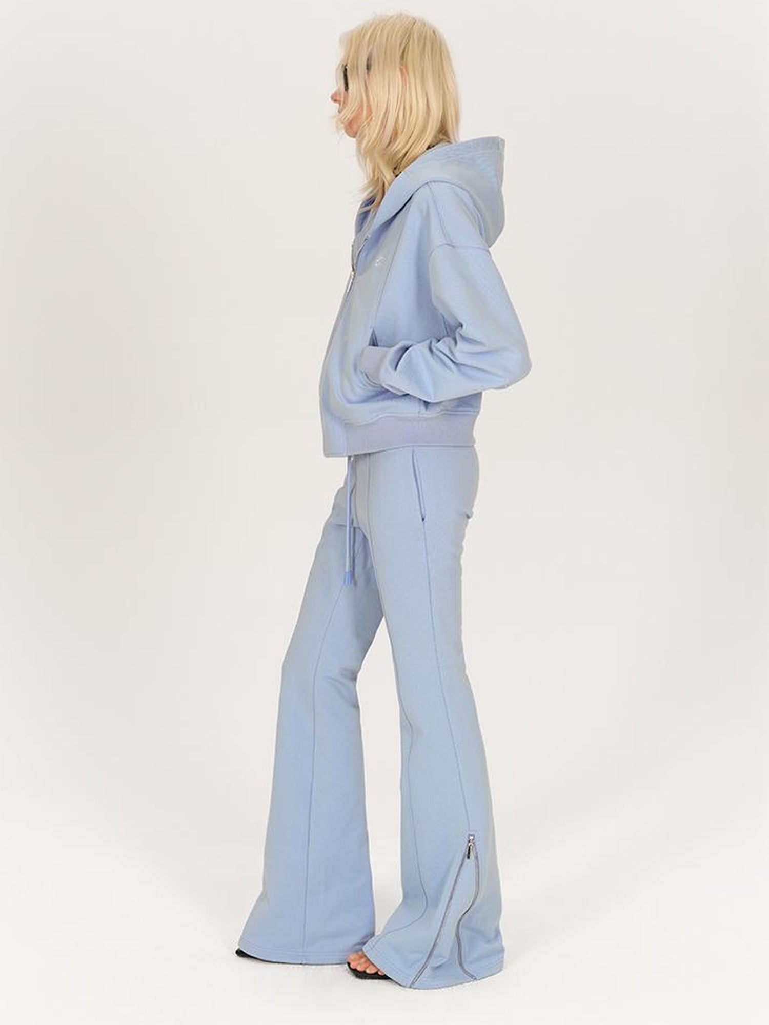 AFTADAWN Stretch Cotton Hoodie With Flared Yoga Pants Set