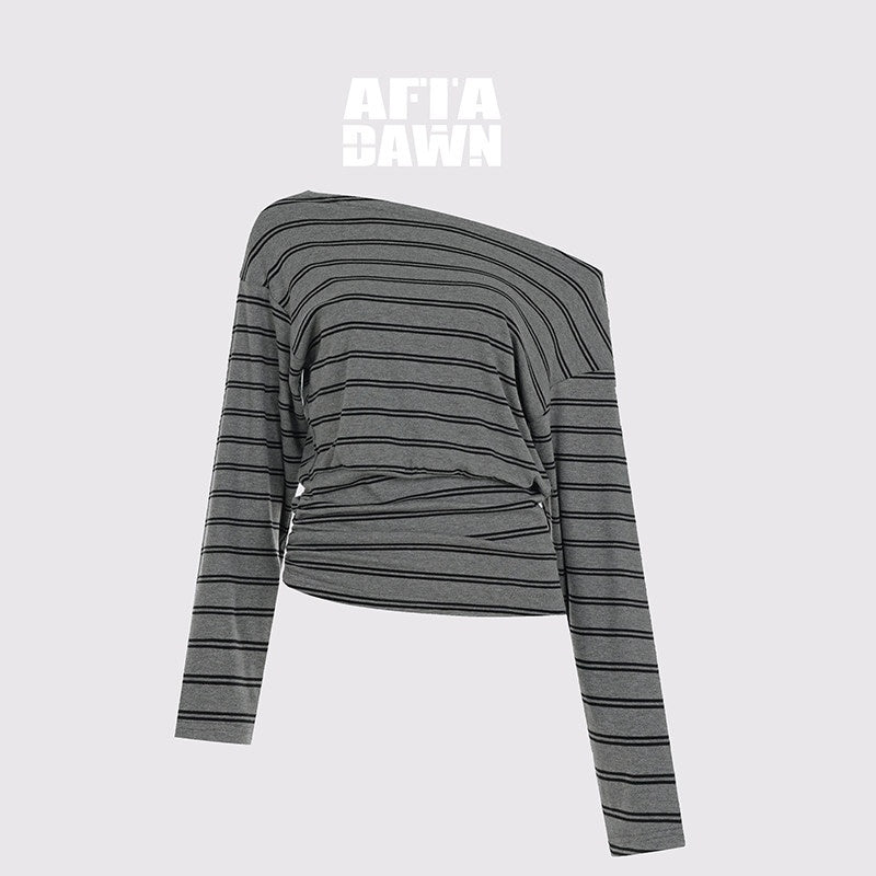 AFTADAWN_Striped_Asymmetric_One_Shoulder_Women&
