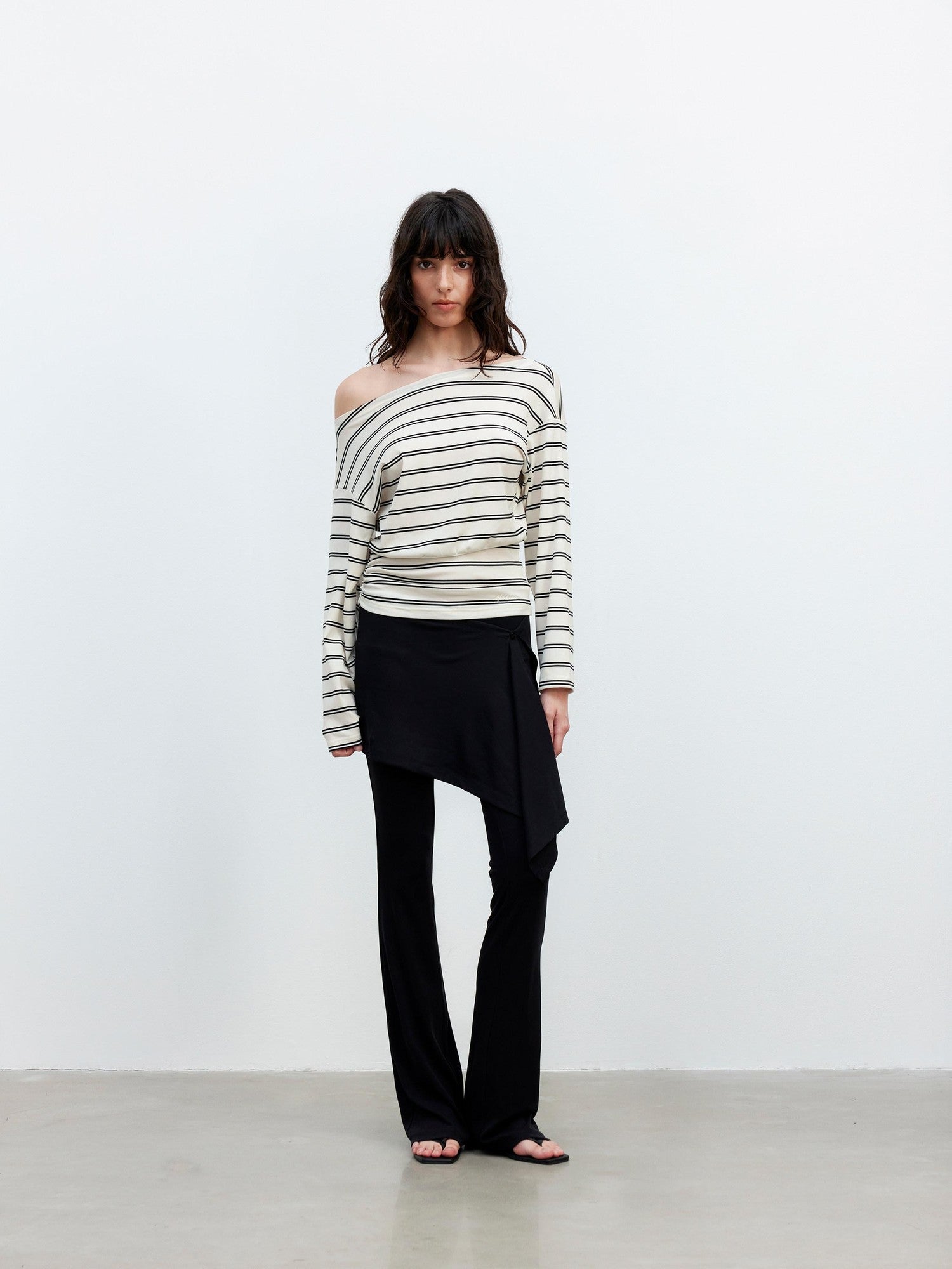AFTADAWN Striped Asymmetric One Shoulder Women&