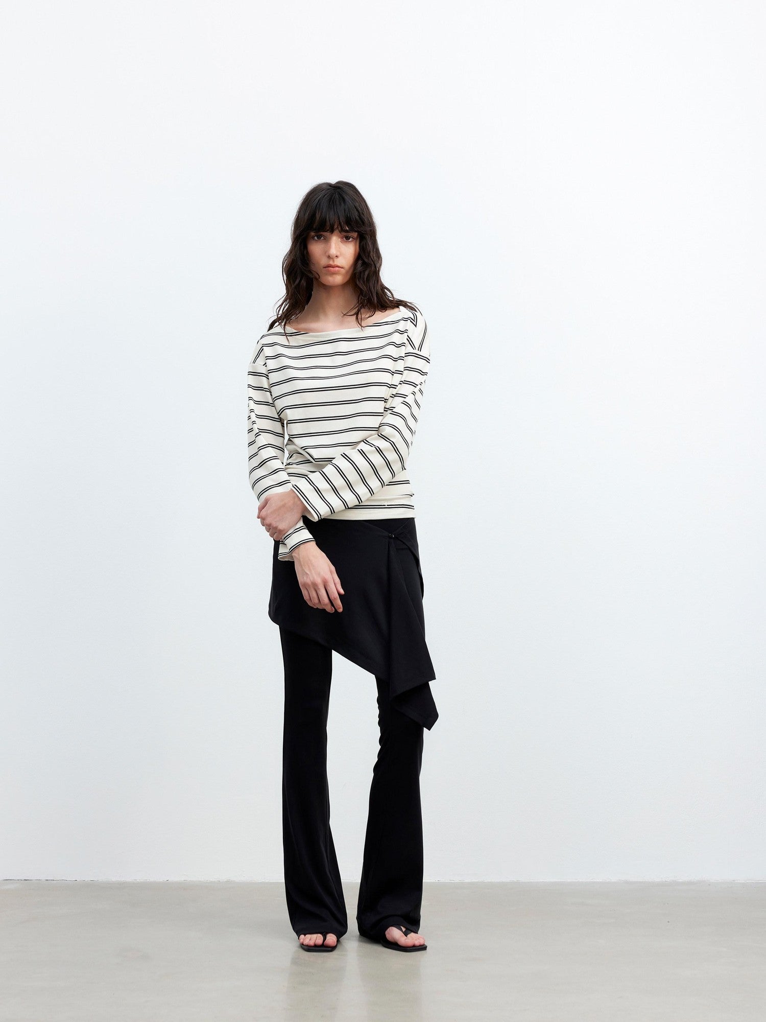 AFTADAWN Striped Asymmetric One Shoulder Women&