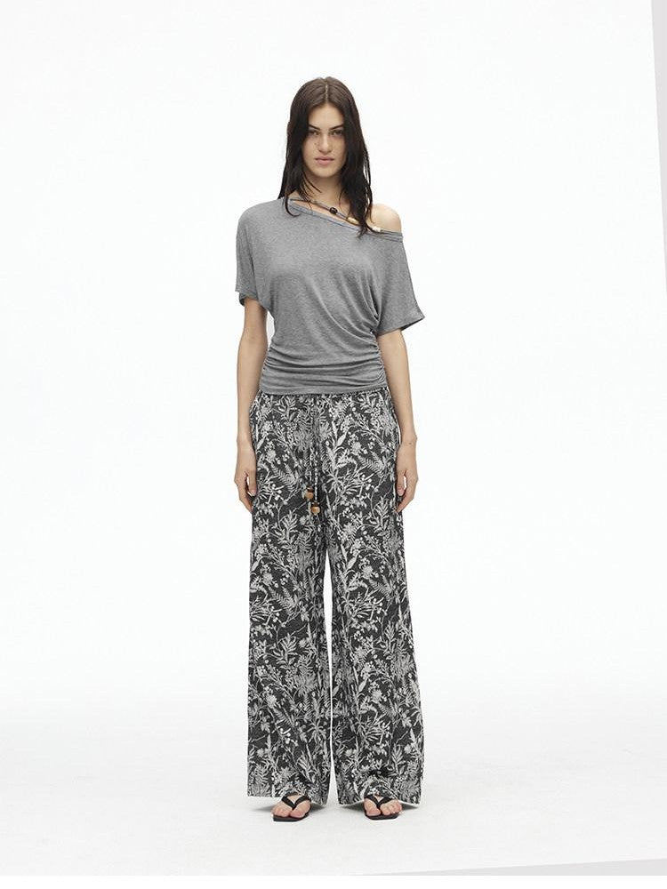 AFTADAWN Striped Beaded Halter Asymmetric Women&