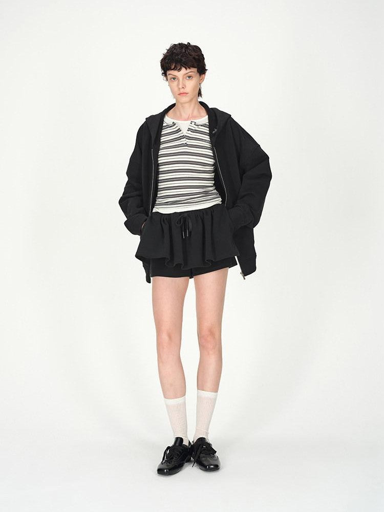 AFTADAWN Striped Colorblock Henley Layered Women&