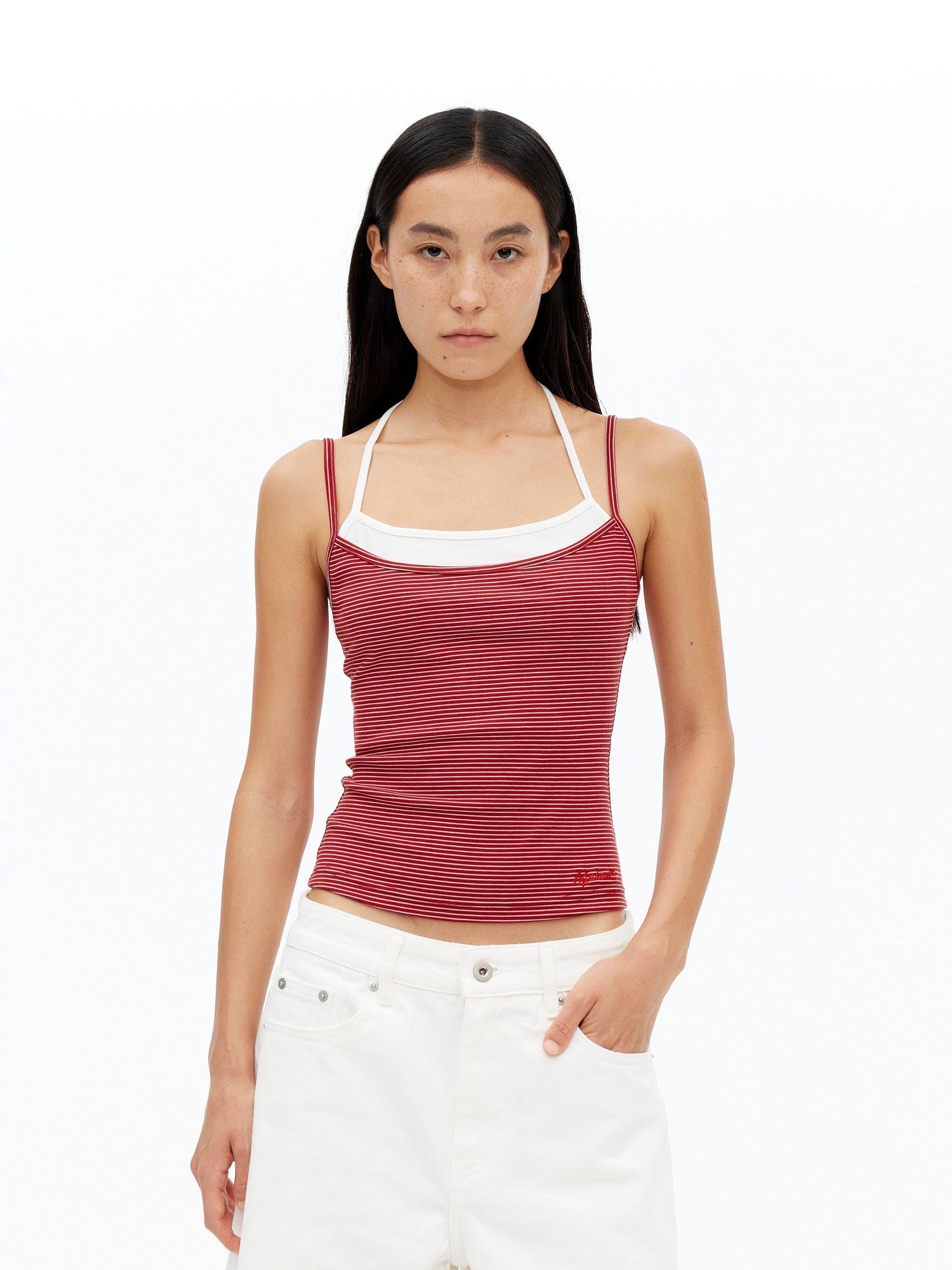 AFTADAWN Striped Colorblock Layered Halter Women&