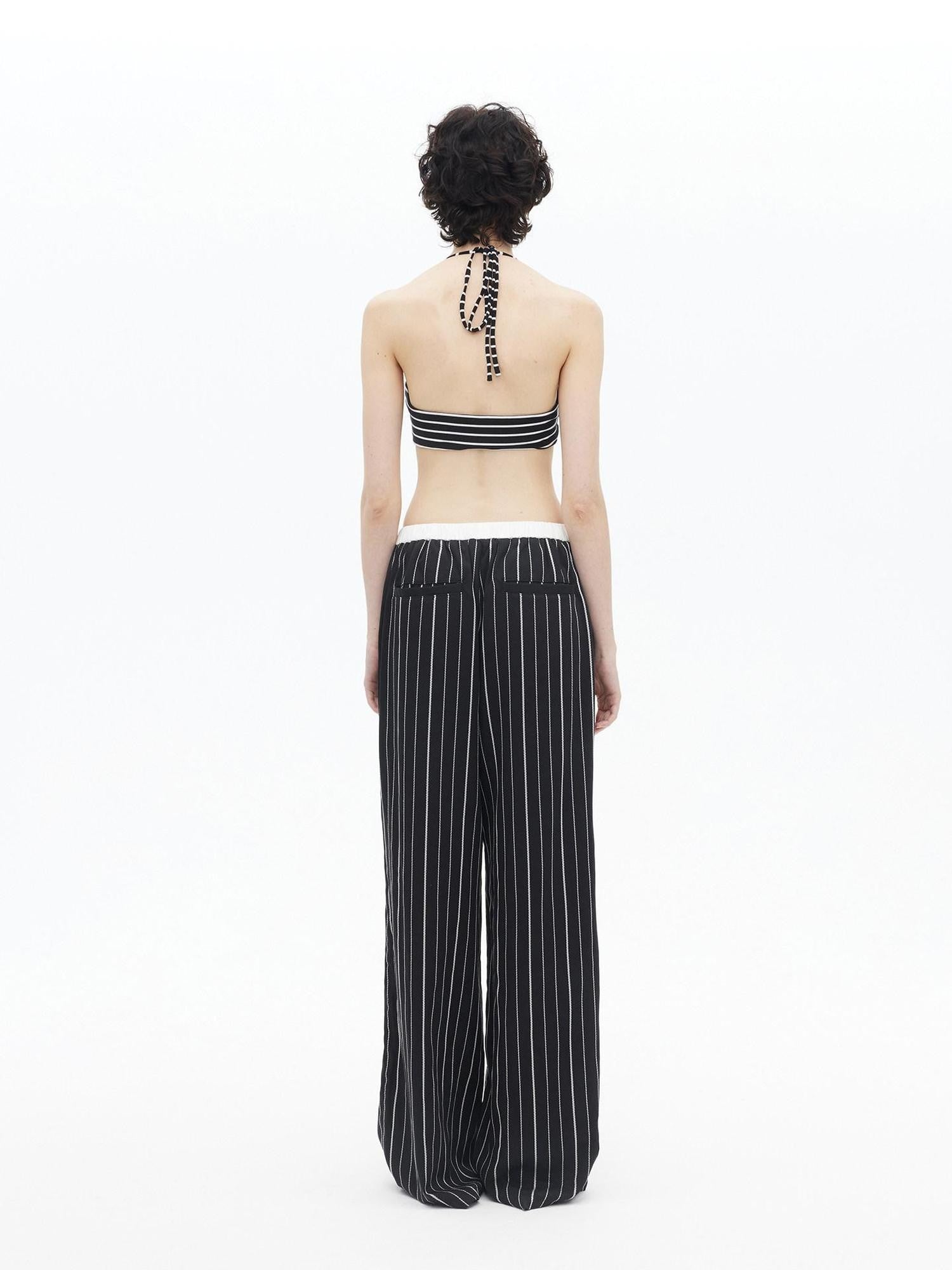 AFTADAWN Striped Halter Tie Cami Women&