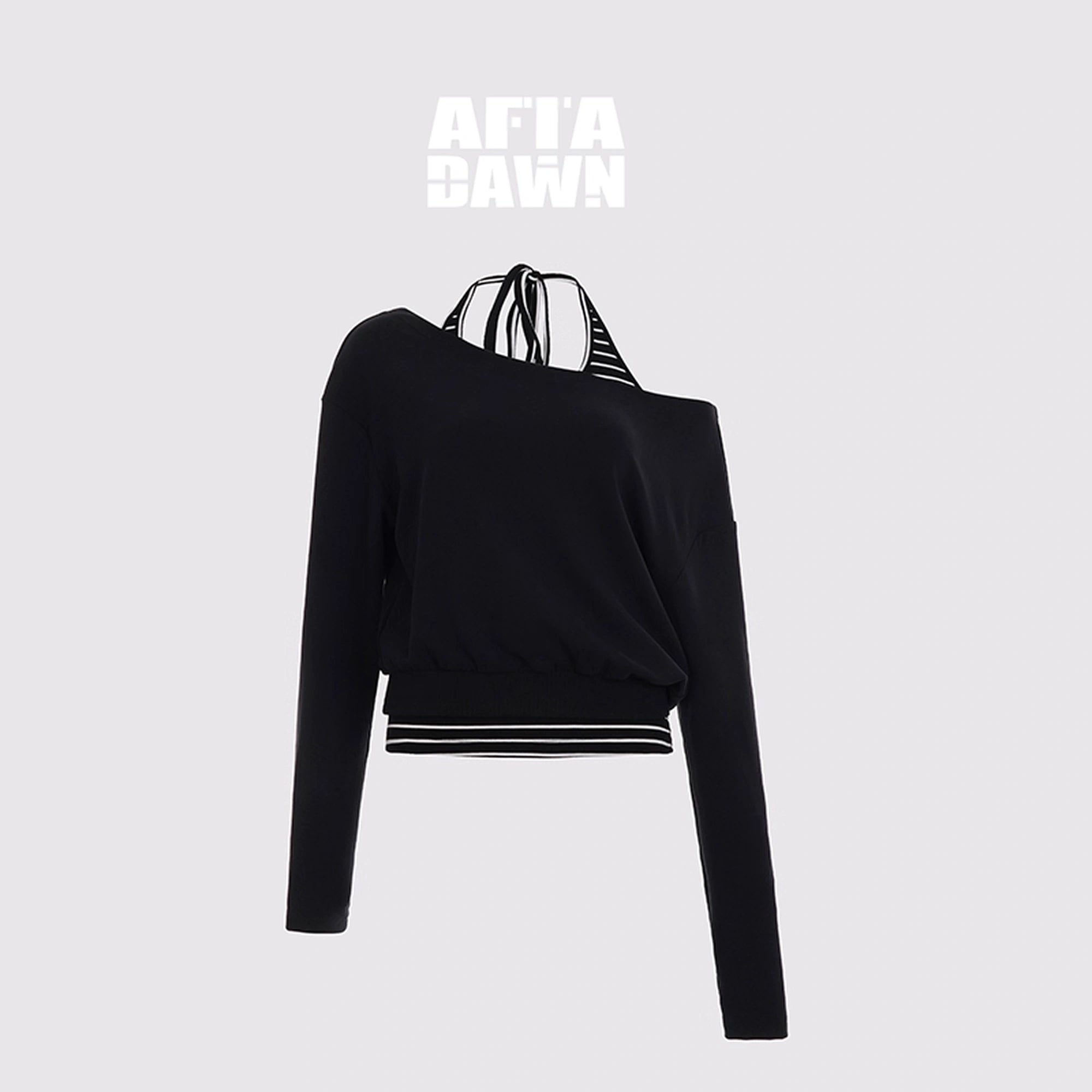 AFTADAWN_Striped_Halter_Top_And_Oversized_Off_Shoulder_Cover_Set_MISSTT