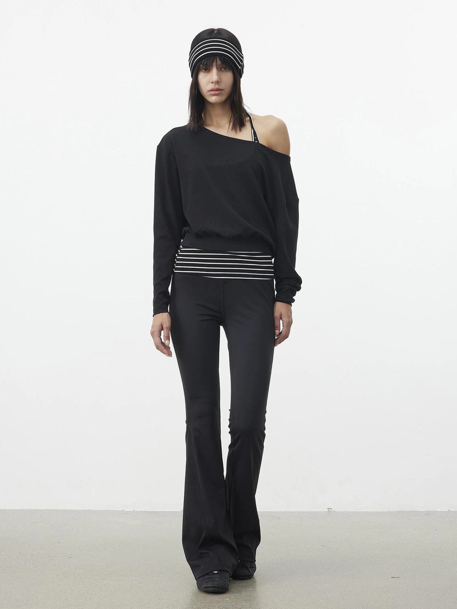 AFTADAWN Striped Halter Top And Oversized Off Shoulder Cover Set T-shirt