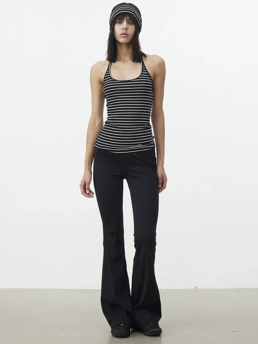 AFTADAWN Striped Halter Top And Oversized Off Shoulder Cover Set T-shirt