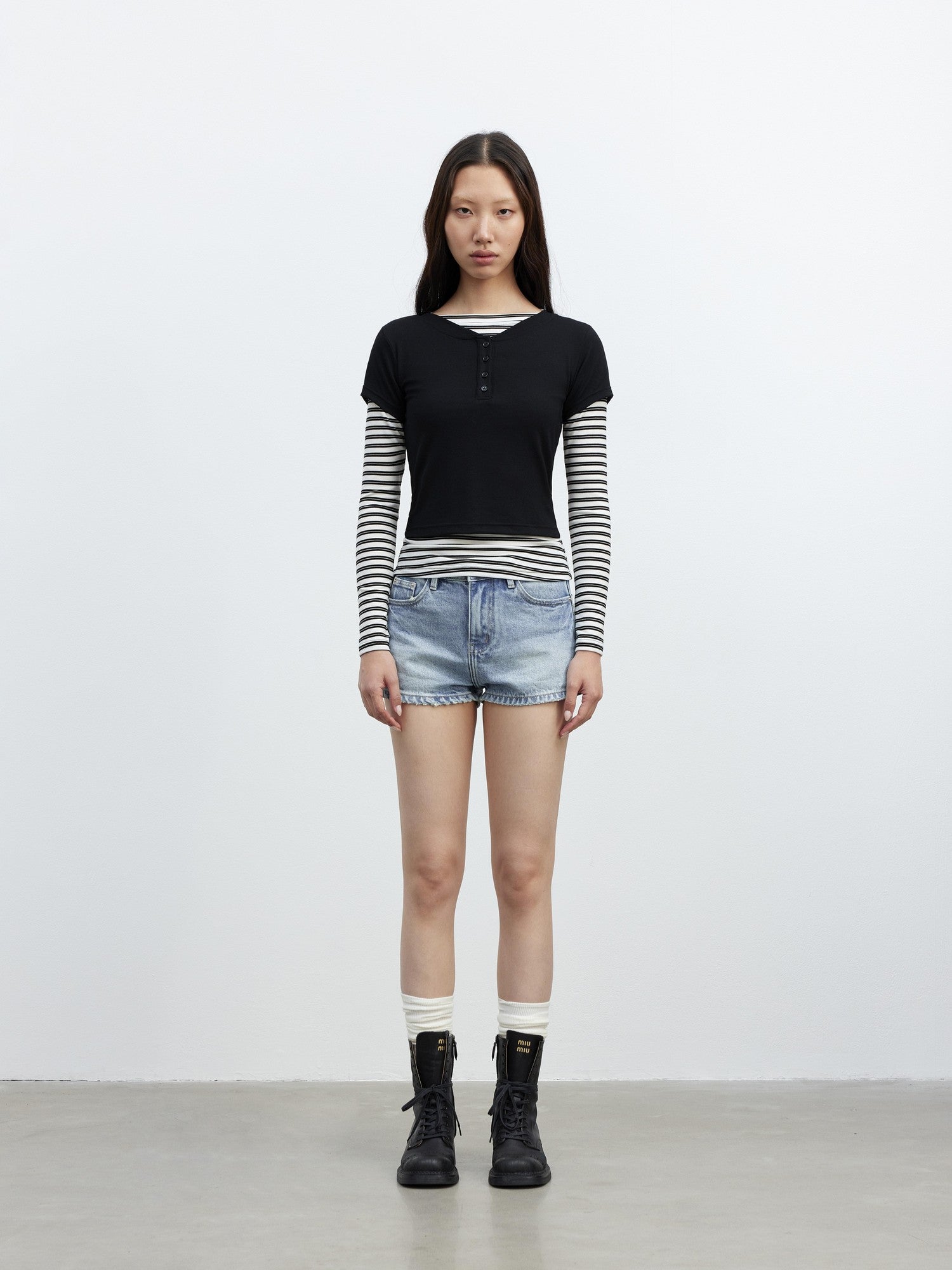 AFTADAWN Striped Layered Two Piece Splice Women&