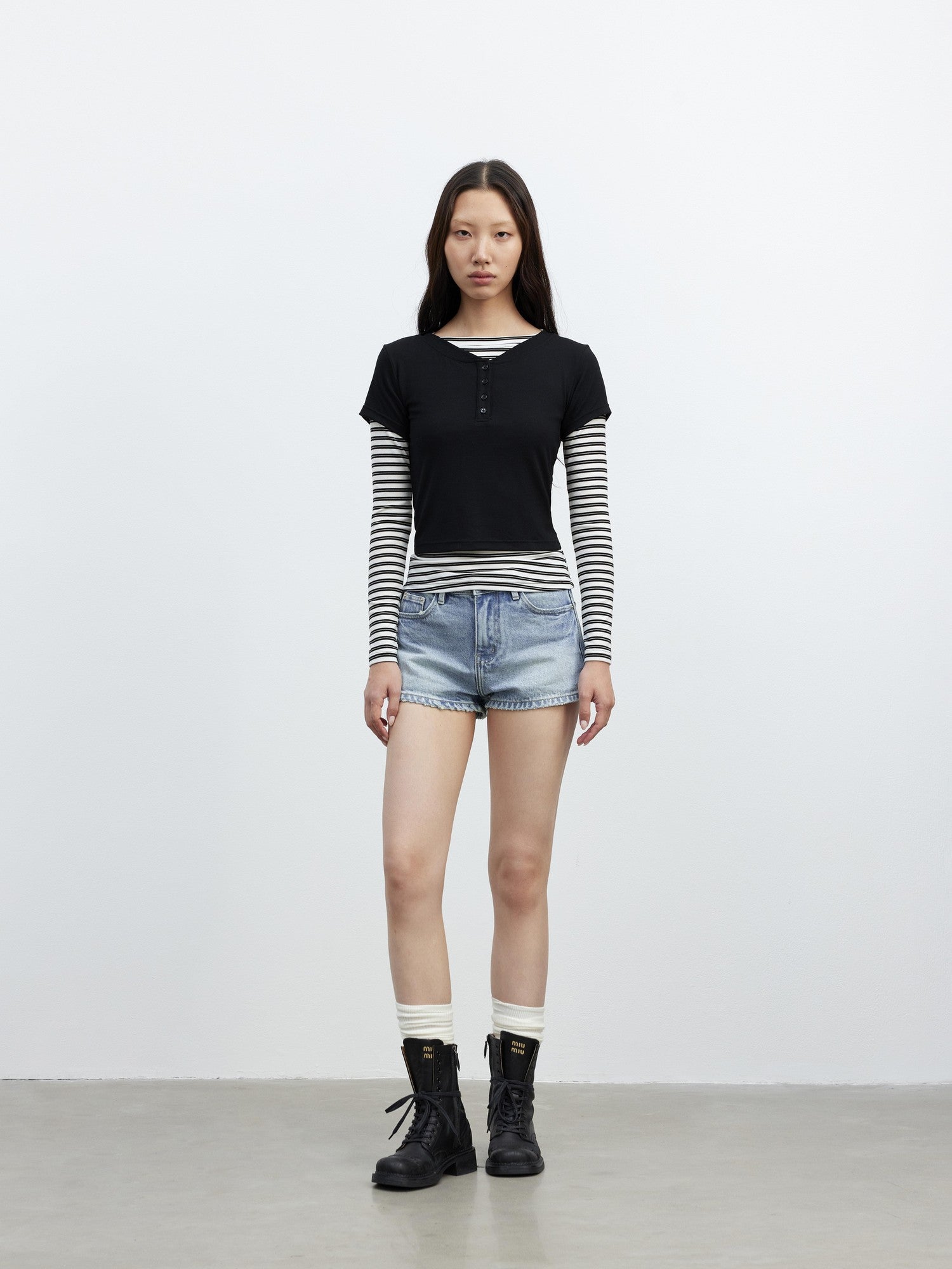 AFTADAWN Striped Layered Two Piece Splice Women&