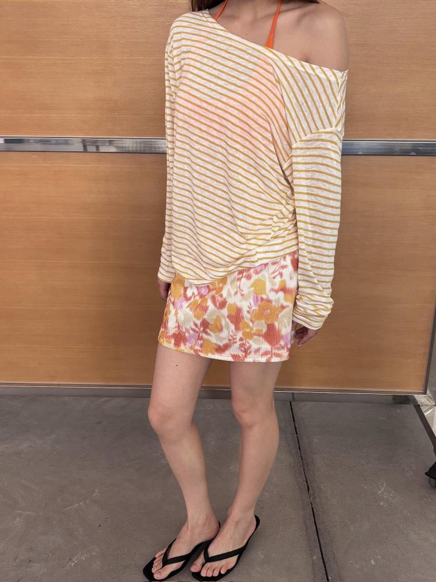 AFTADAWN Striped Multifunction Cotton Blend Oversized Top