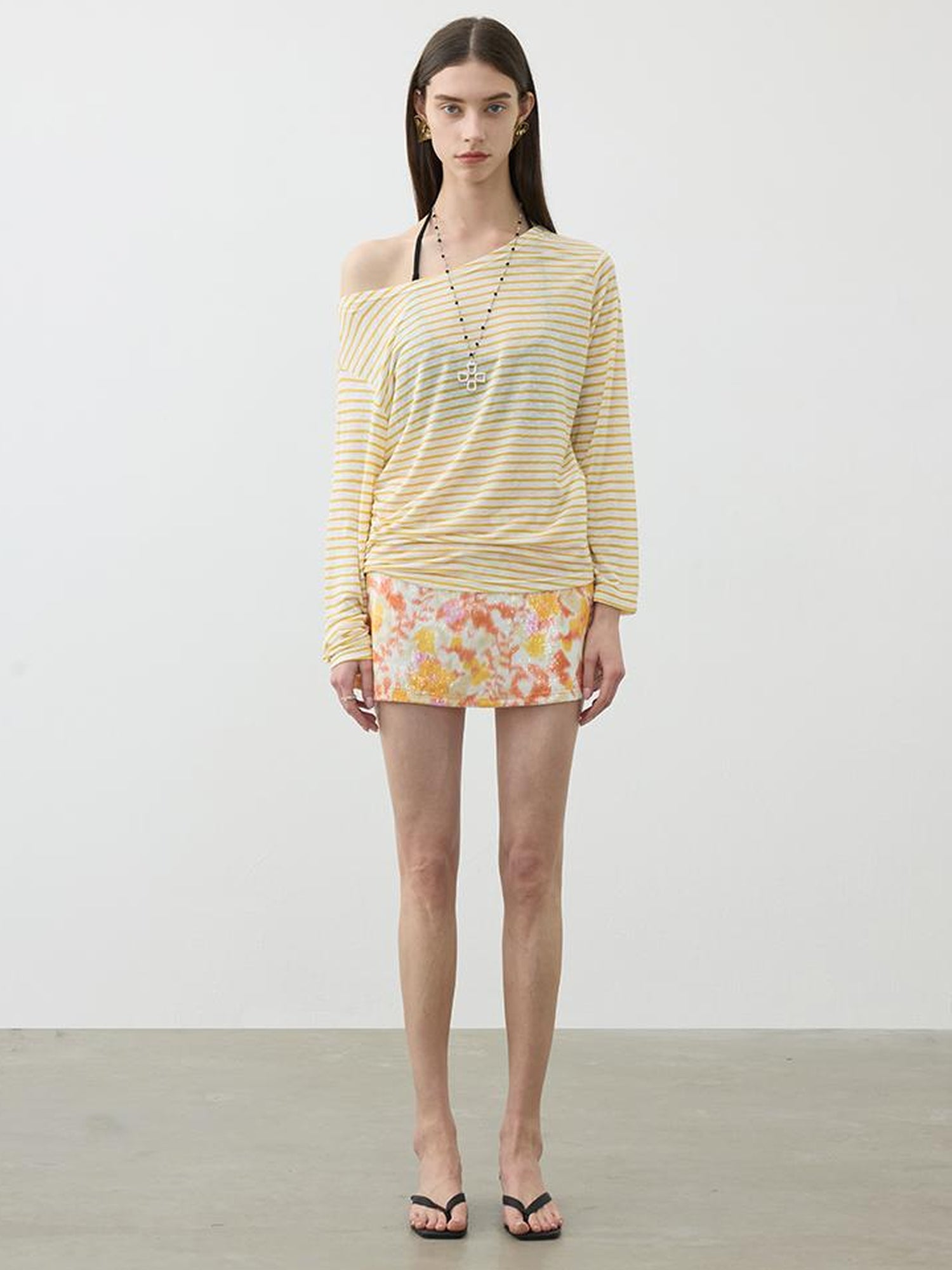 AFTADAWN Striped Multifunction Cotton Blend Oversized Top