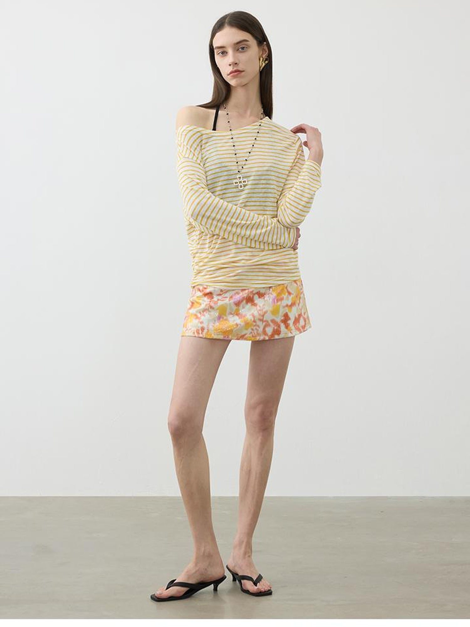 AFTADAWN Striped Multifunction Cotton Blend Oversized Top