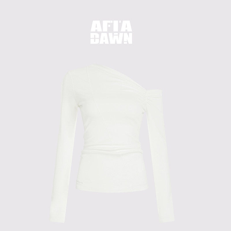 AFTADAWN_Striped_Ruched_Off_Shoulder_Asymmetric_Women&