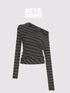 Striped Stacked Neck Asymmetric Two Way Long Sleeve T-shirt